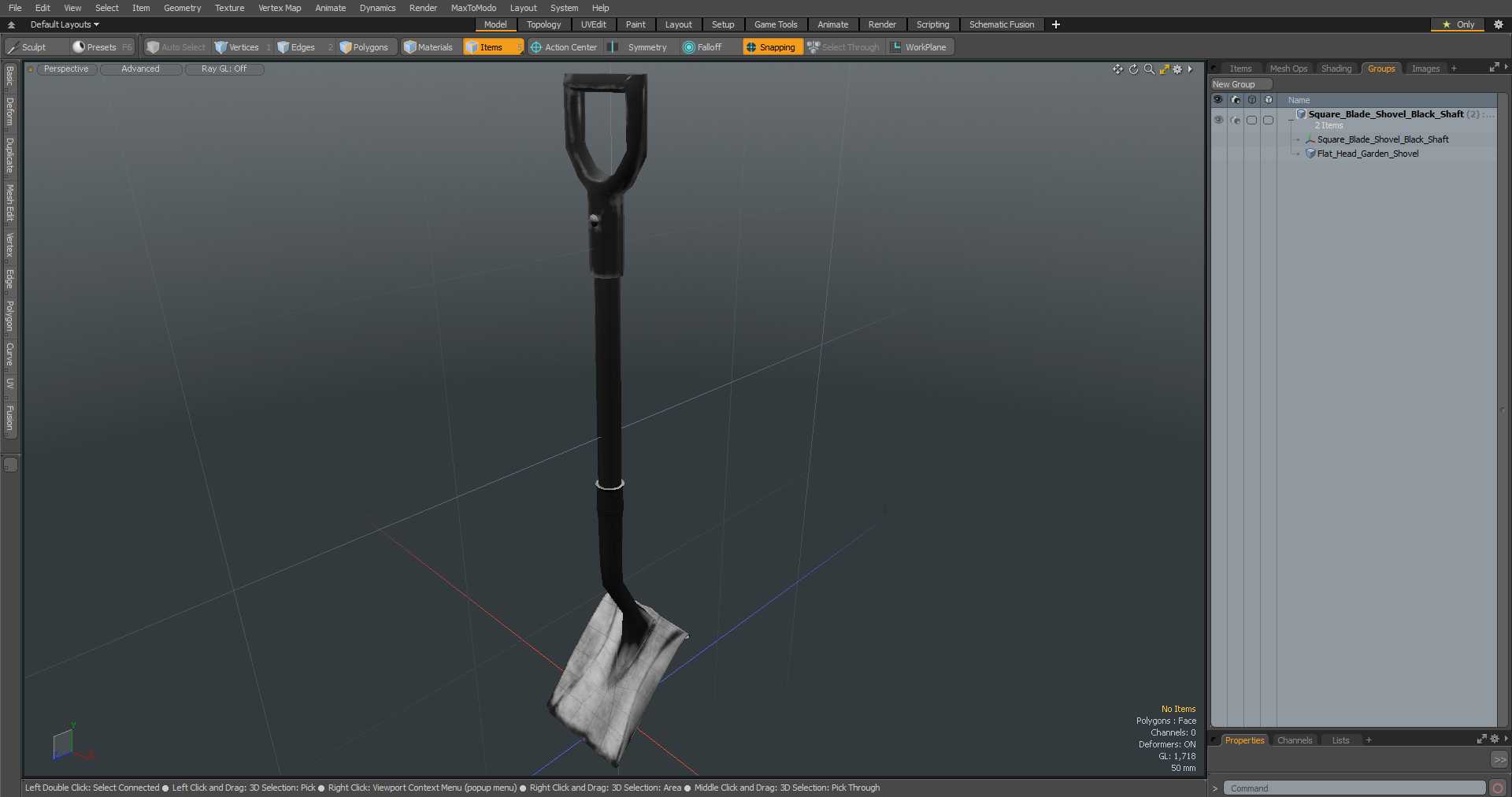 3D Square Blade Shovel Black Shaft