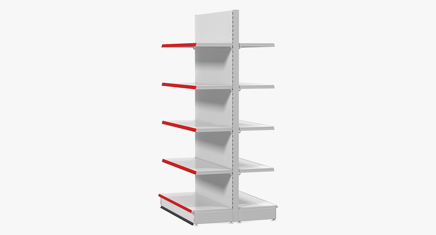 3D model Store Double-Sided Supermarket Rack