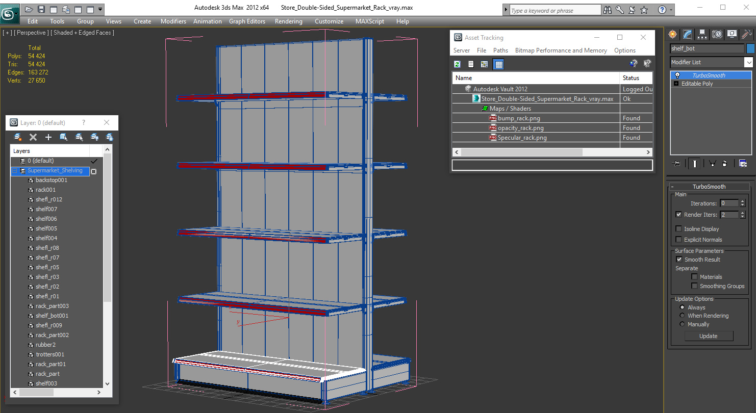 3D model Store Double-Sided Supermarket Rack