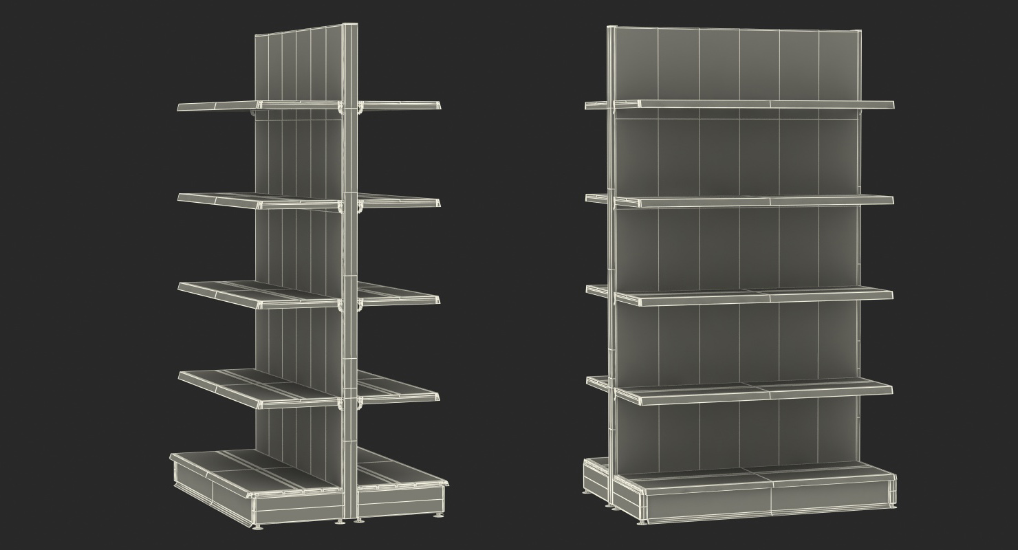 3D model Store Double-Sided Supermarket Rack