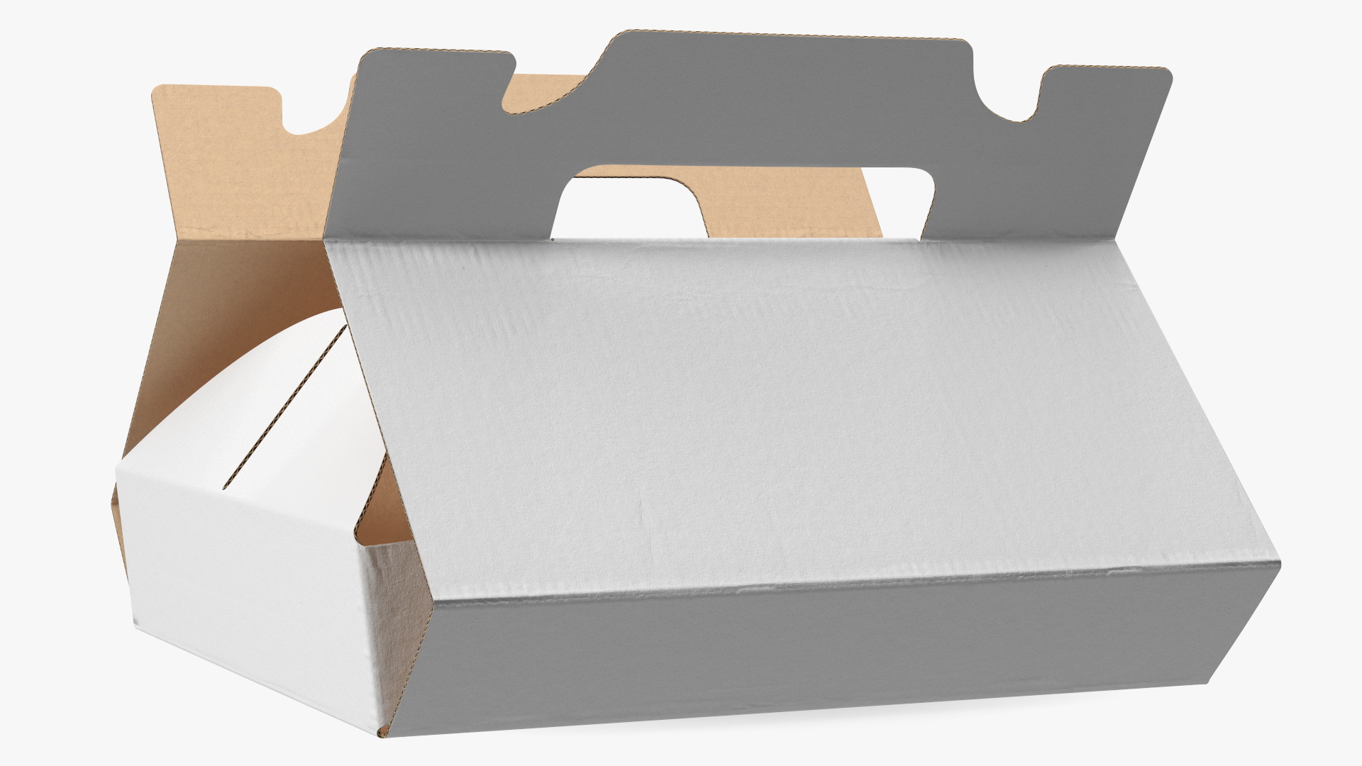 White Pizza Box with Handle Open 3D