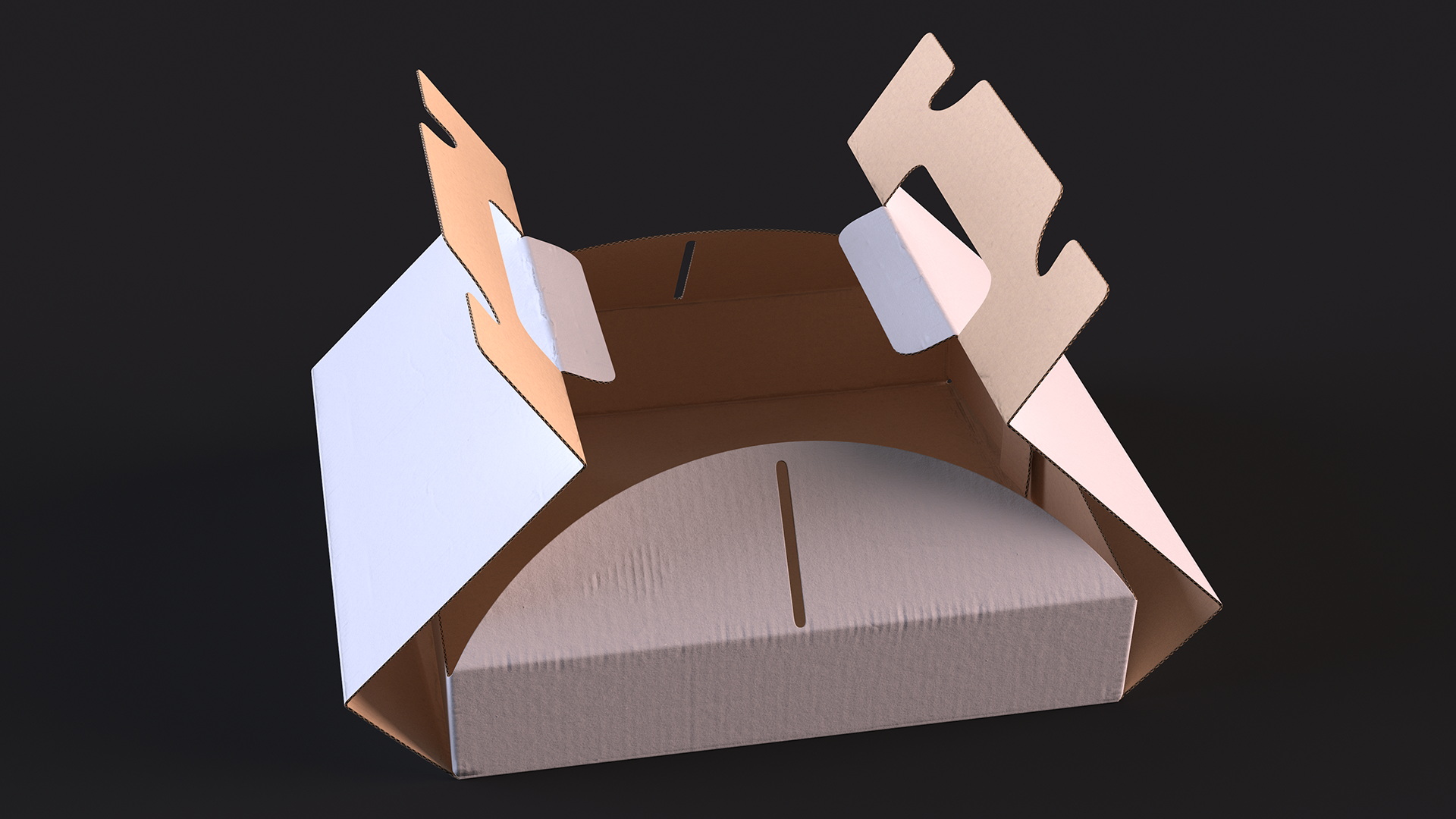 White Pizza Box with Handle Open 3D