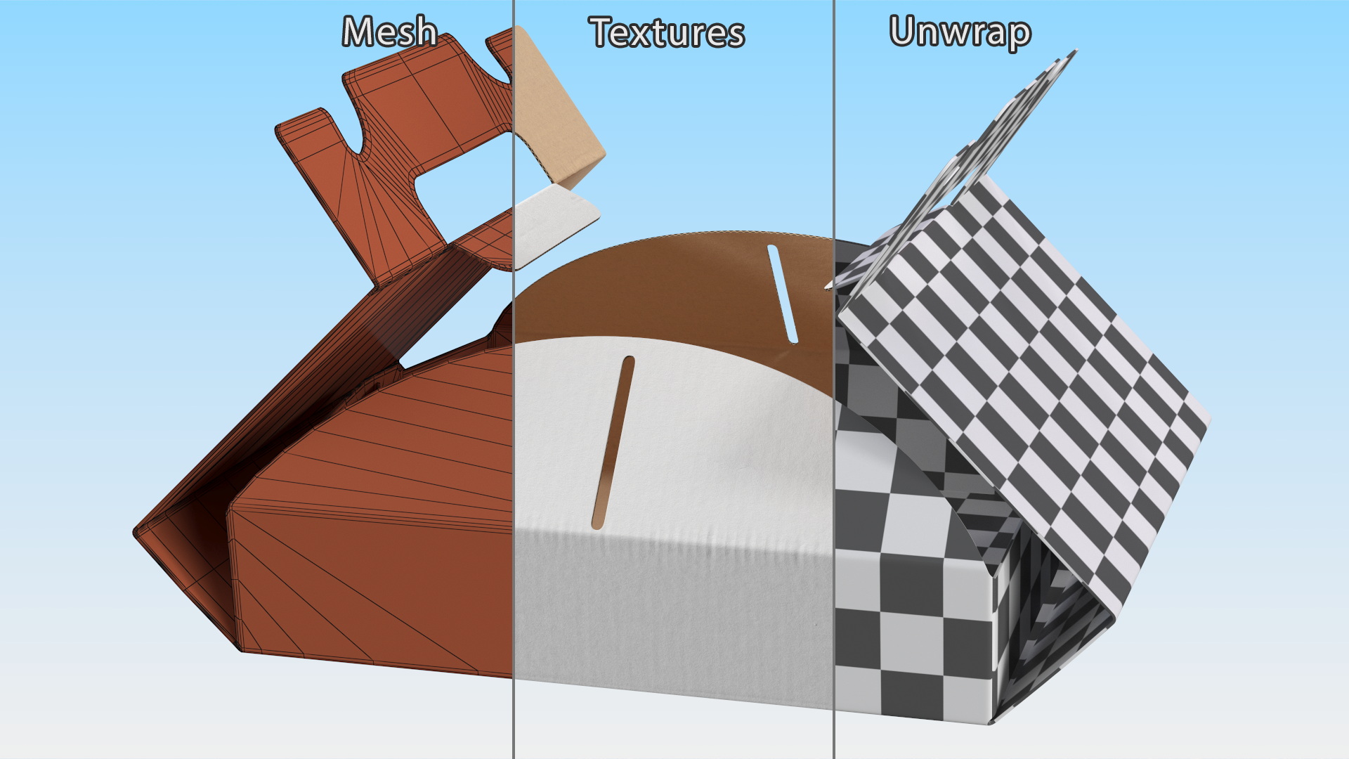 White Pizza Box with Handle Open 3D