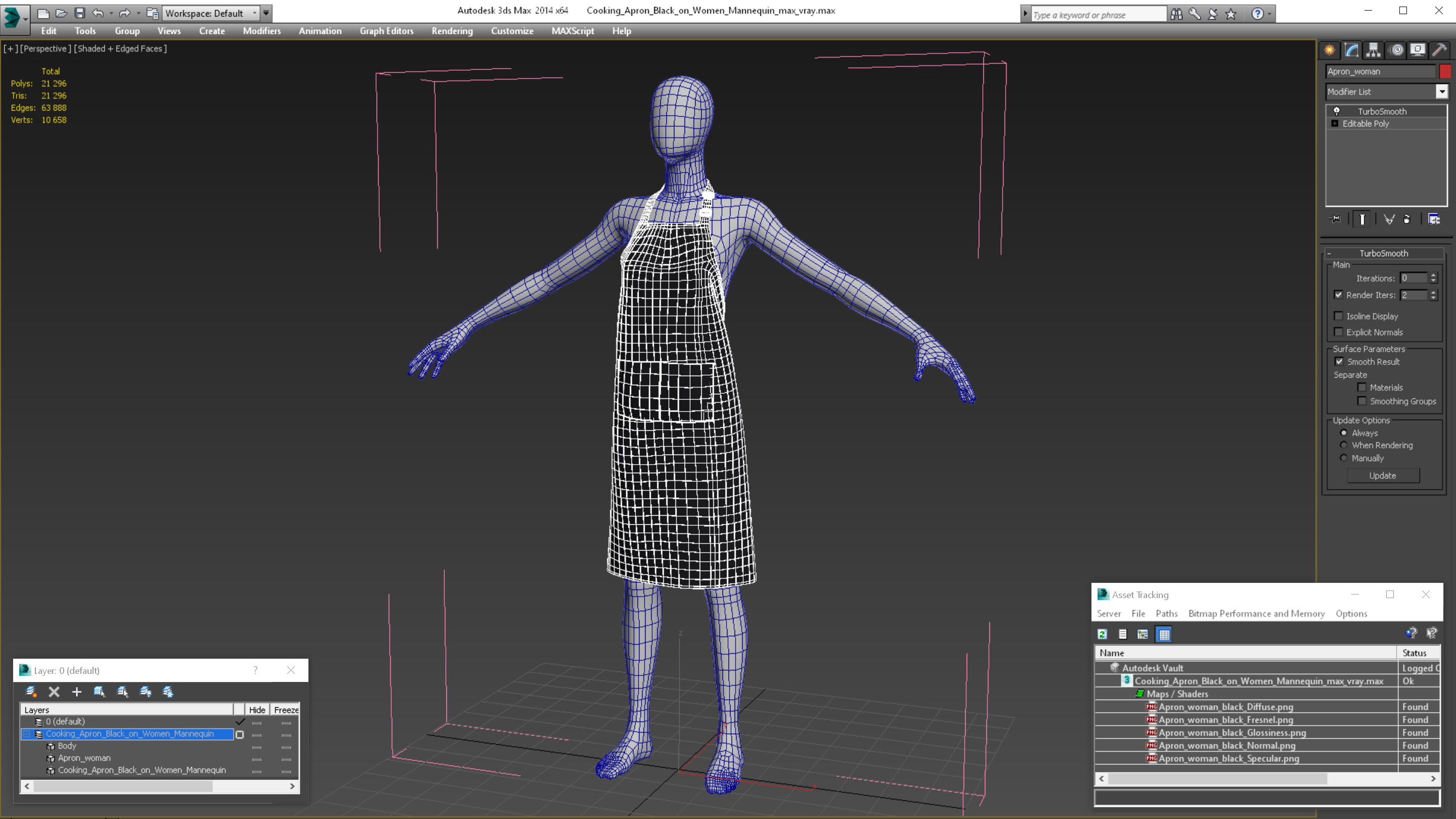 3D Cooking Apron Black on Women Mannequin model