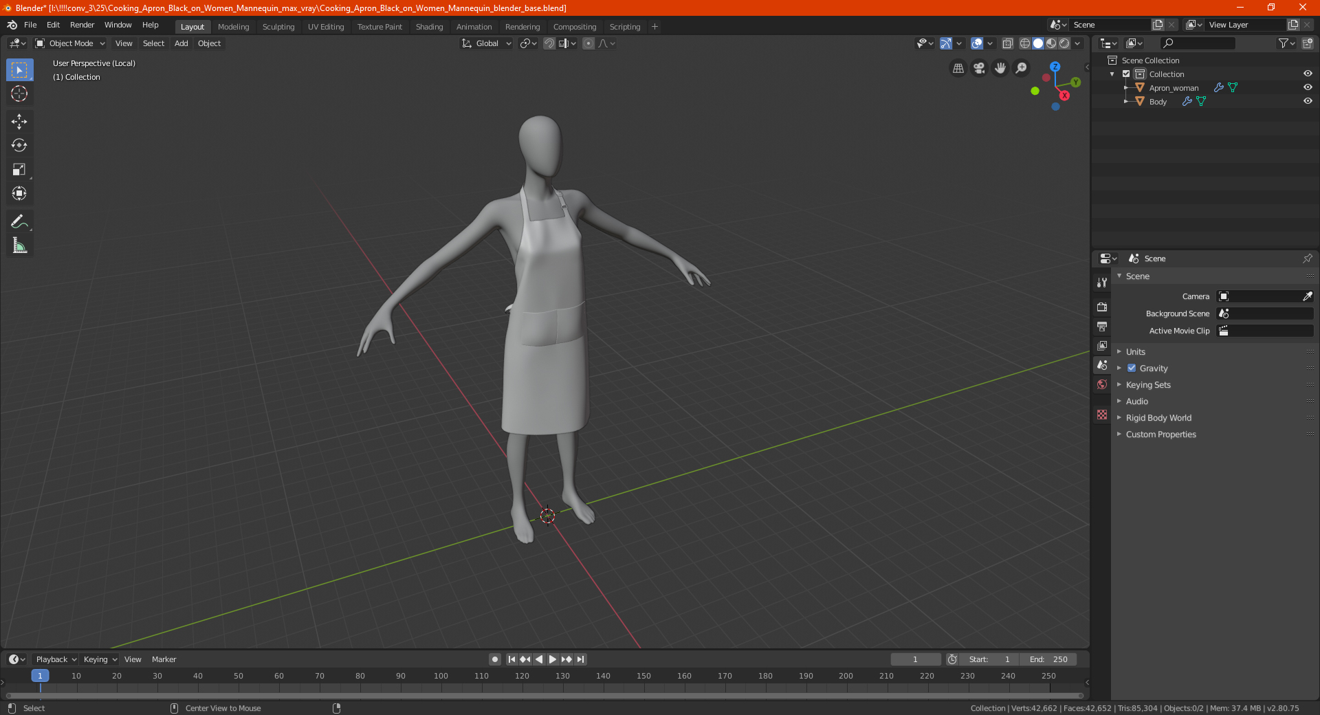3D Cooking Apron Black on Women Mannequin model