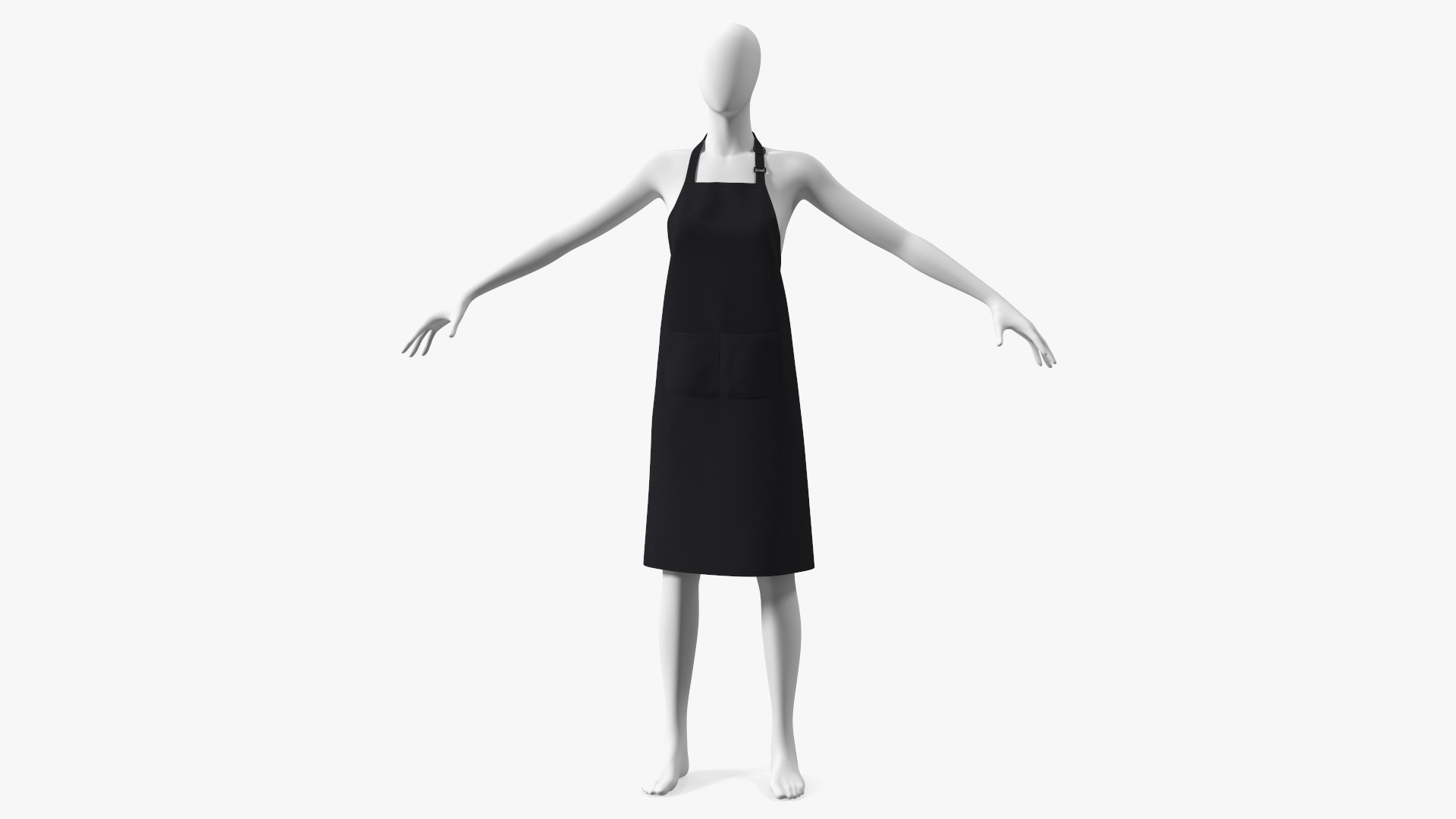 3D Cooking Apron Black on Women Mannequin model