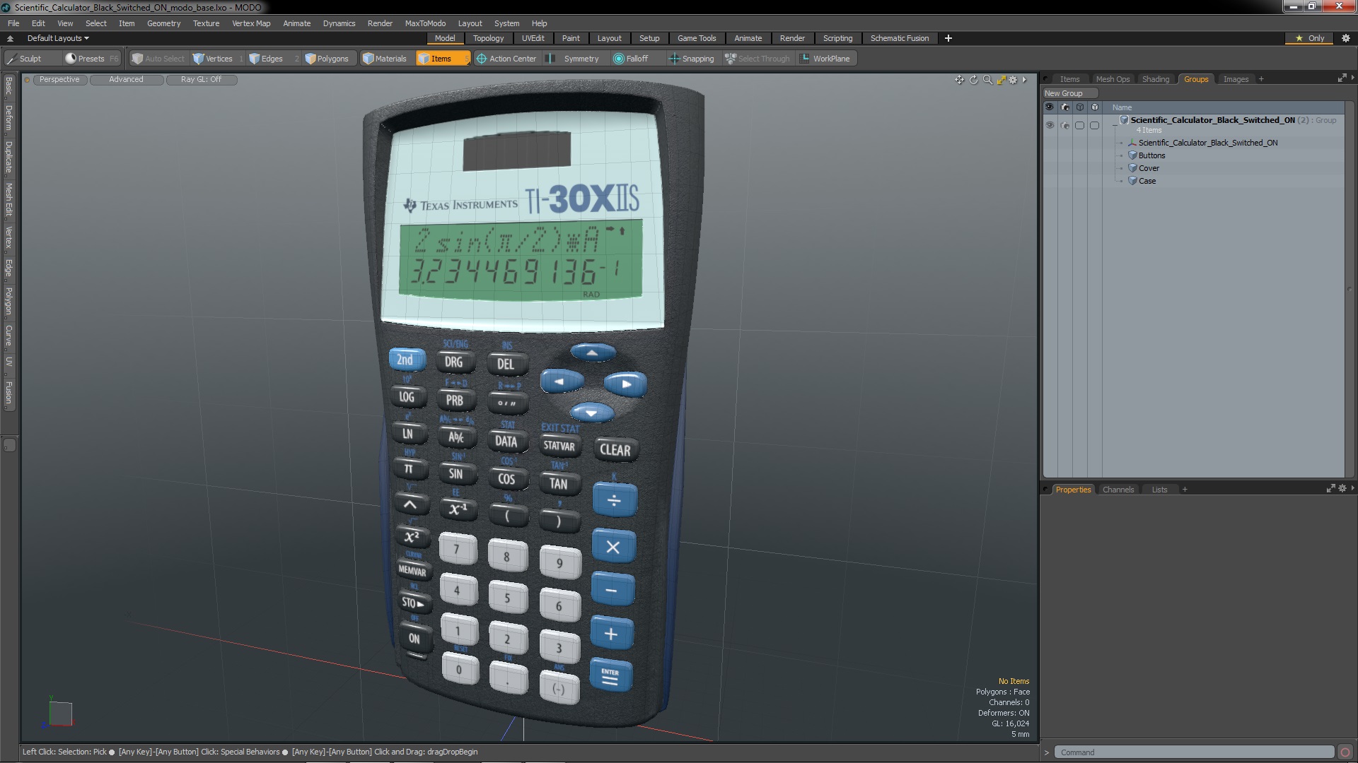 Scientific Calculator Black Switched ON 3D model