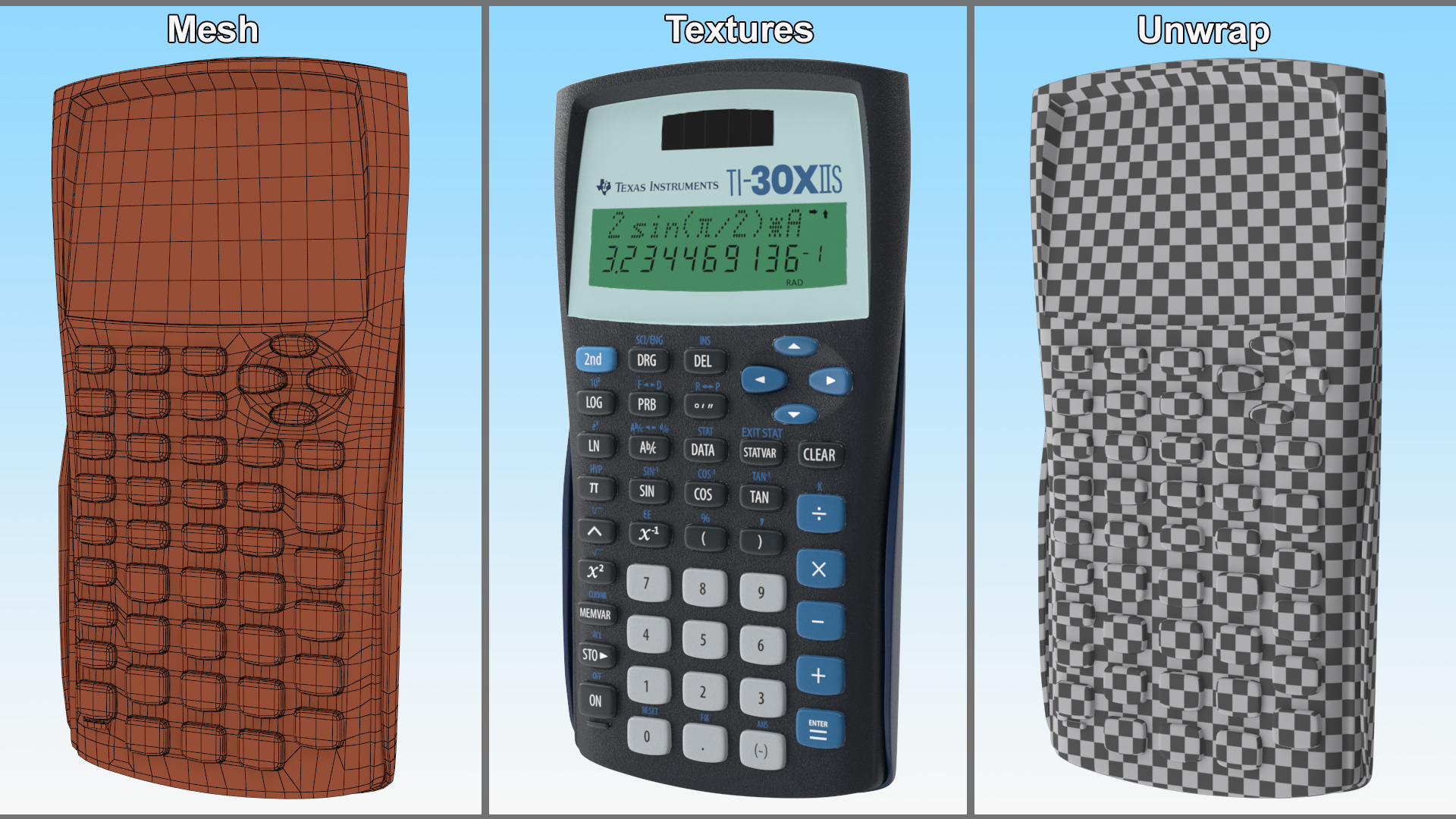 Scientific Calculator Black Switched ON 3D model