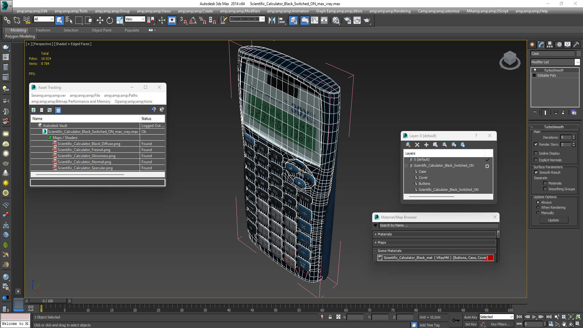 Scientific Calculator Black Switched ON 3D model