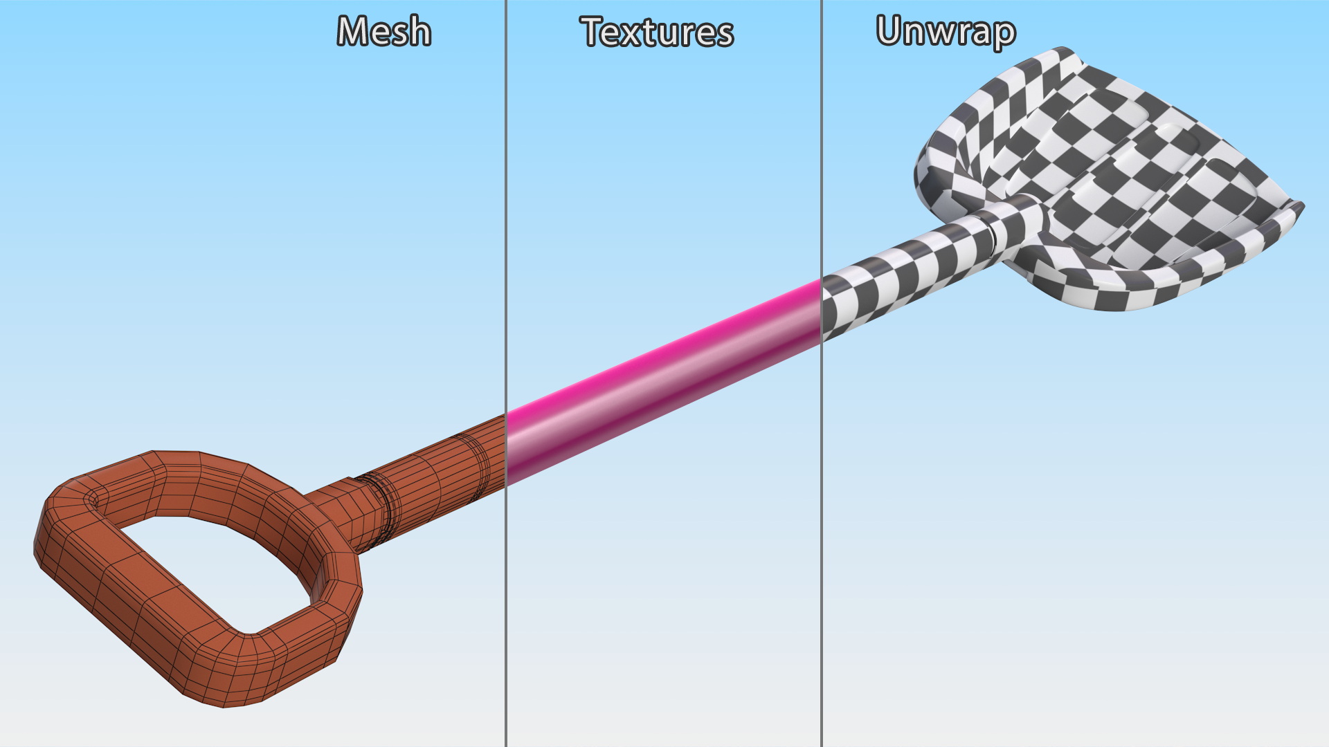 Plastic Beach Spade Pink 3D model
