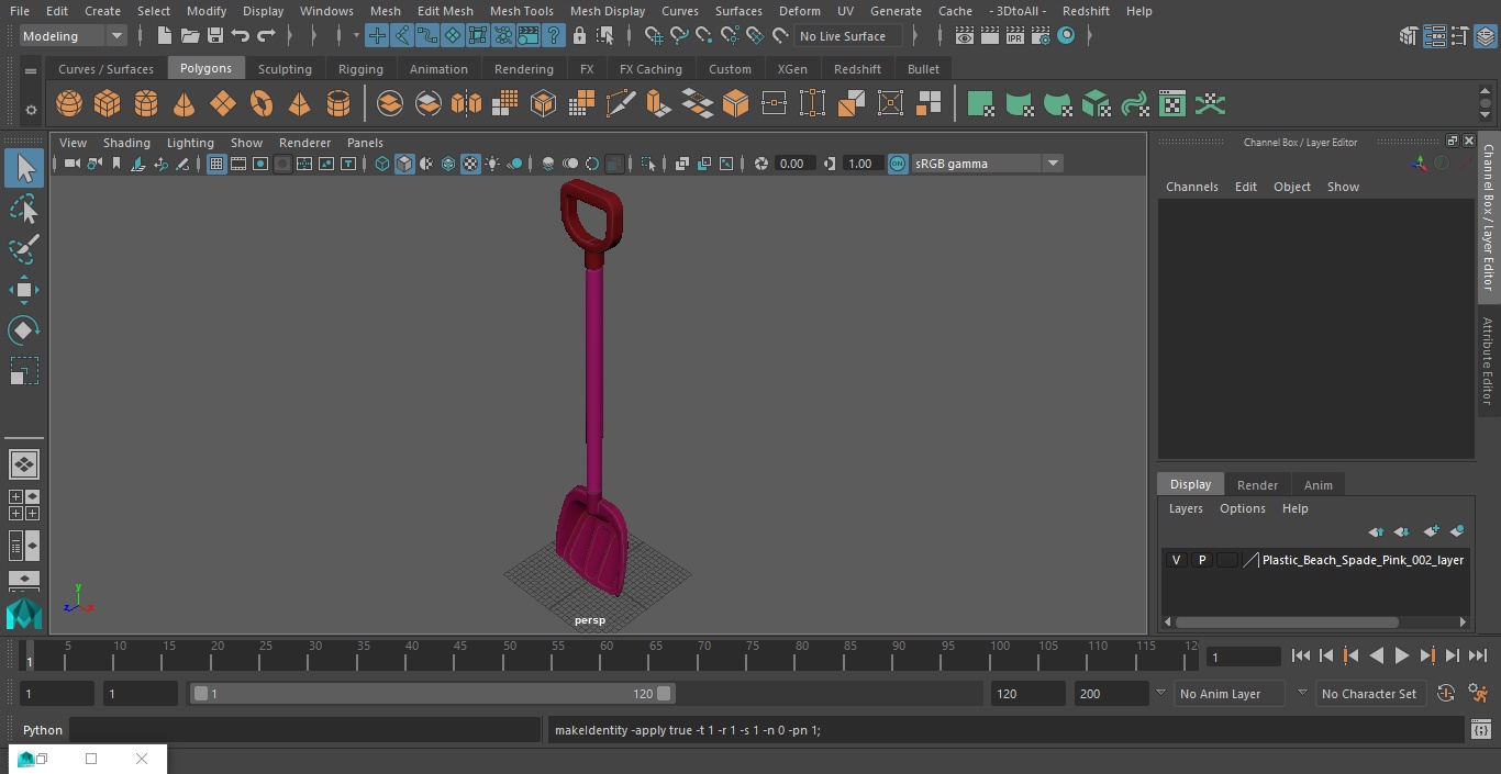 Plastic Beach Spade Pink 3D model