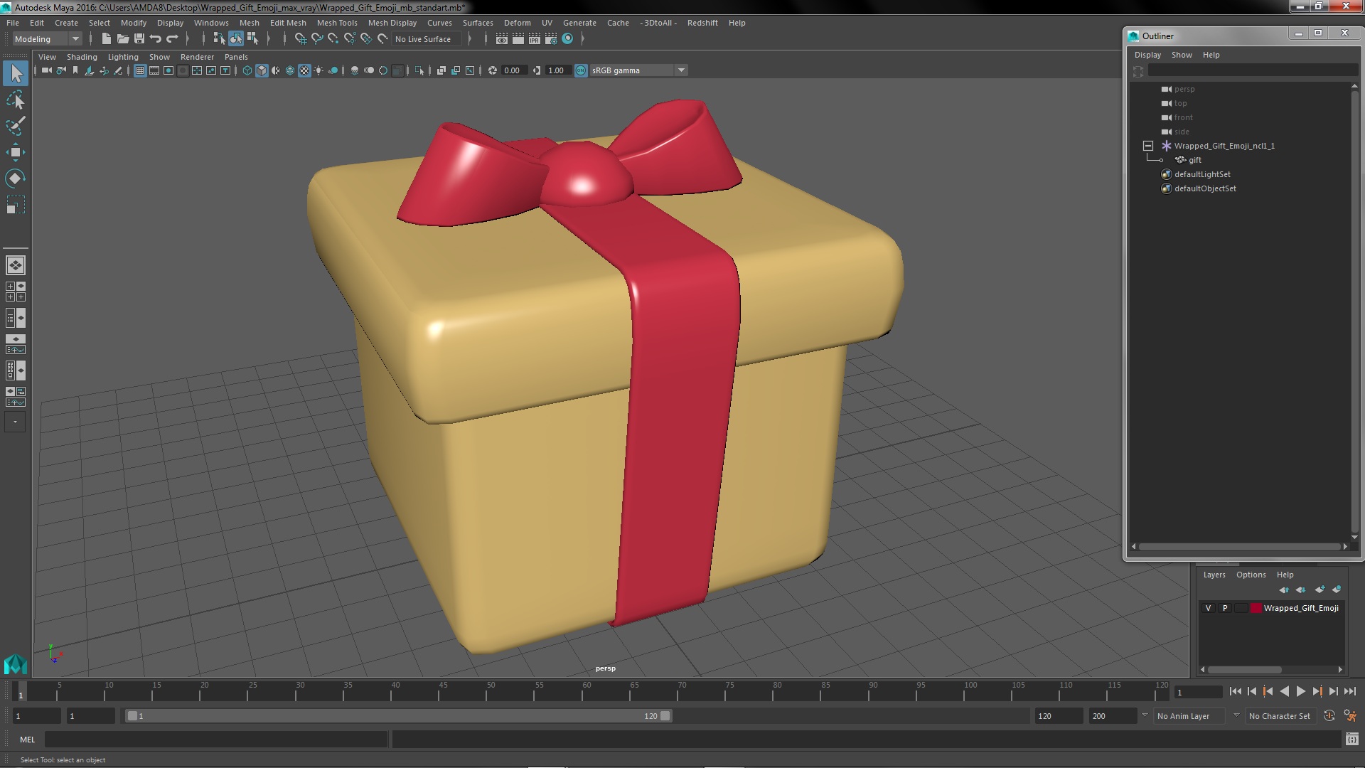 3D Wrapped Gift Emoji model