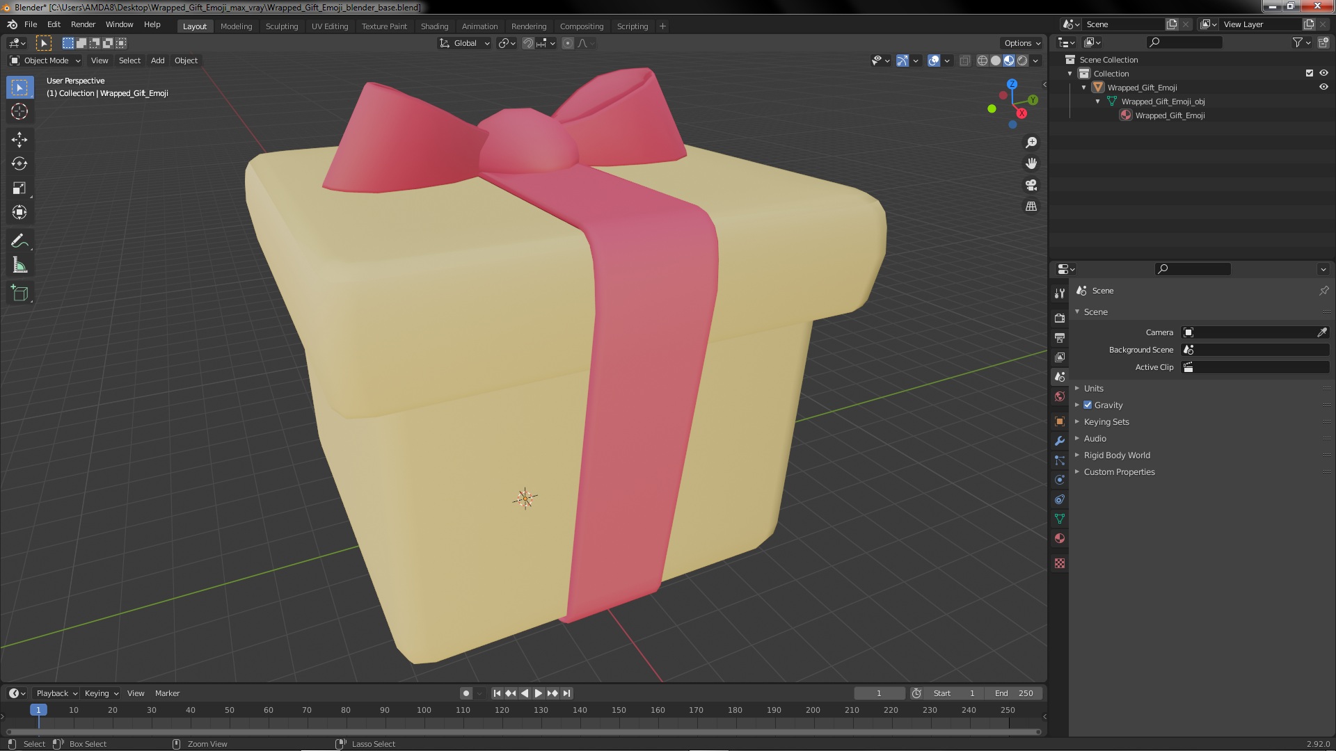 3D Wrapped Gift Emoji model