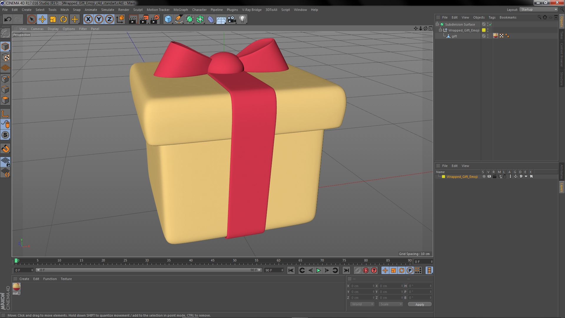 3D Wrapped Gift Emoji model