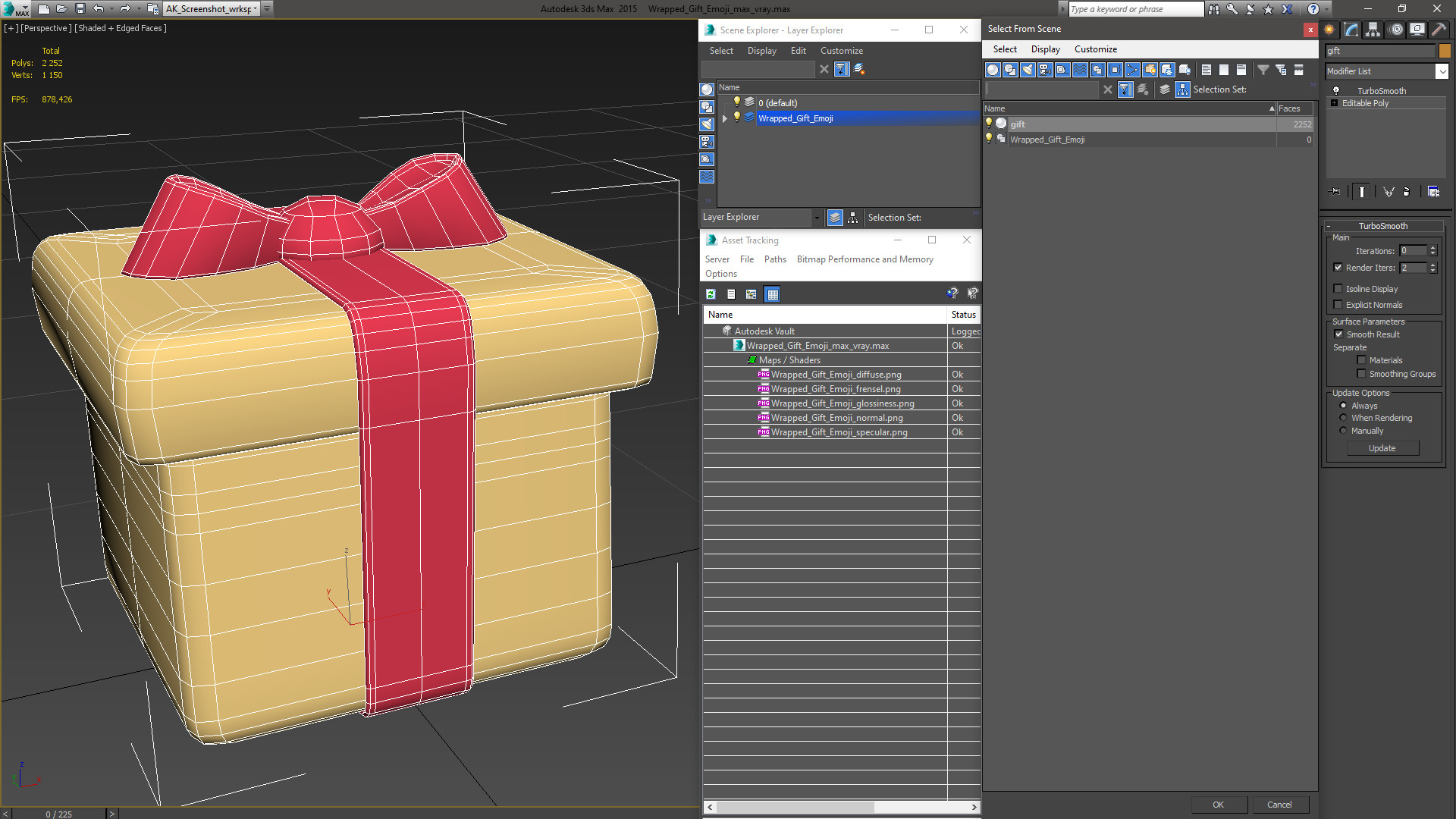 3D Wrapped Gift Emoji model
