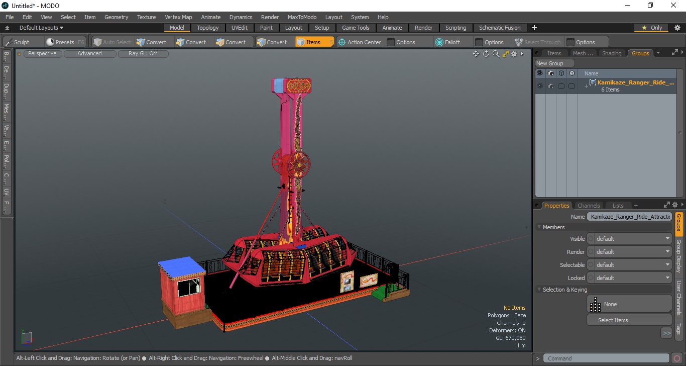 3D model Kamikaze Ranger Ride Attraction OFF