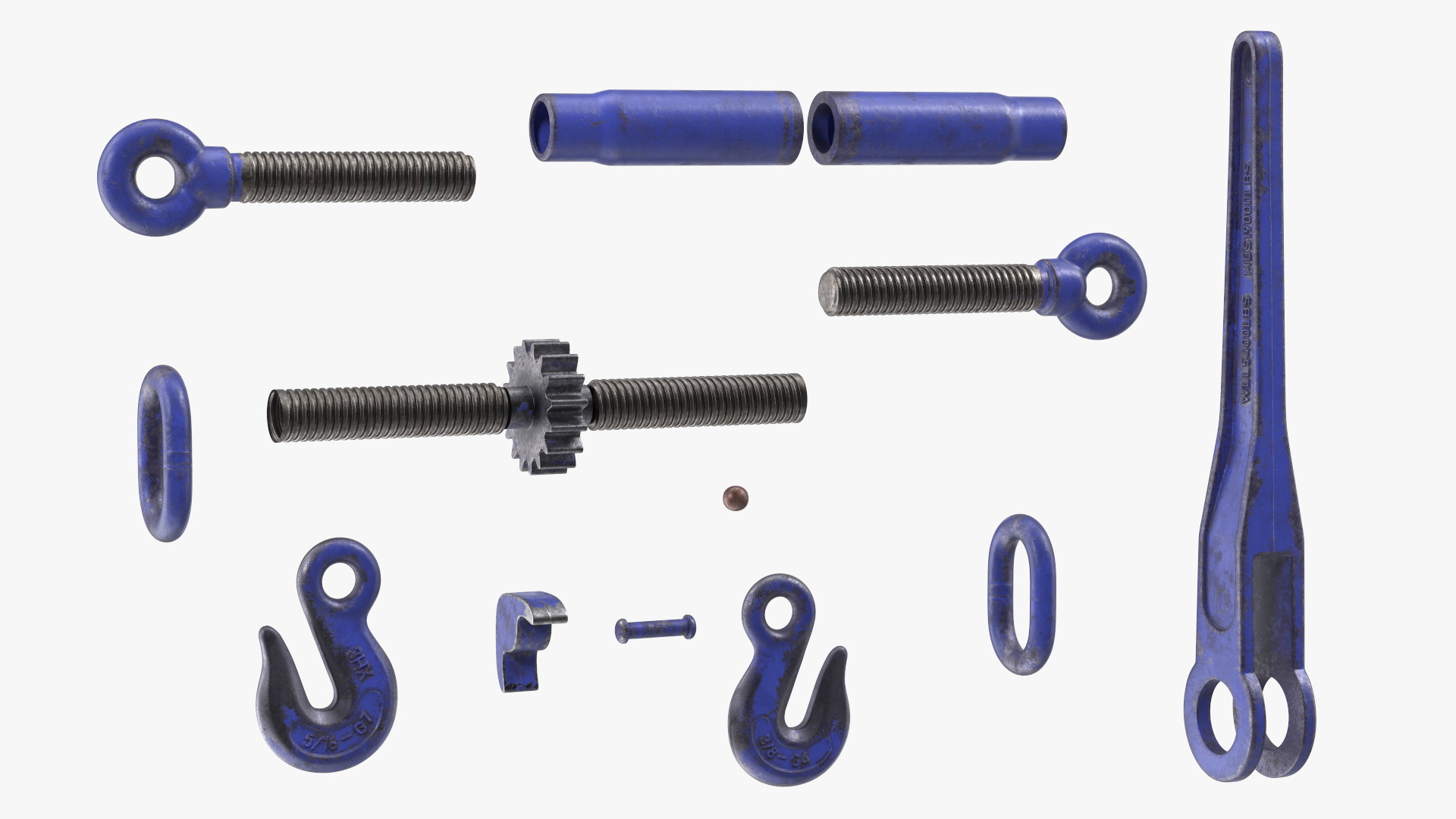 3D Worn Ratchet Coupling Device Blue model