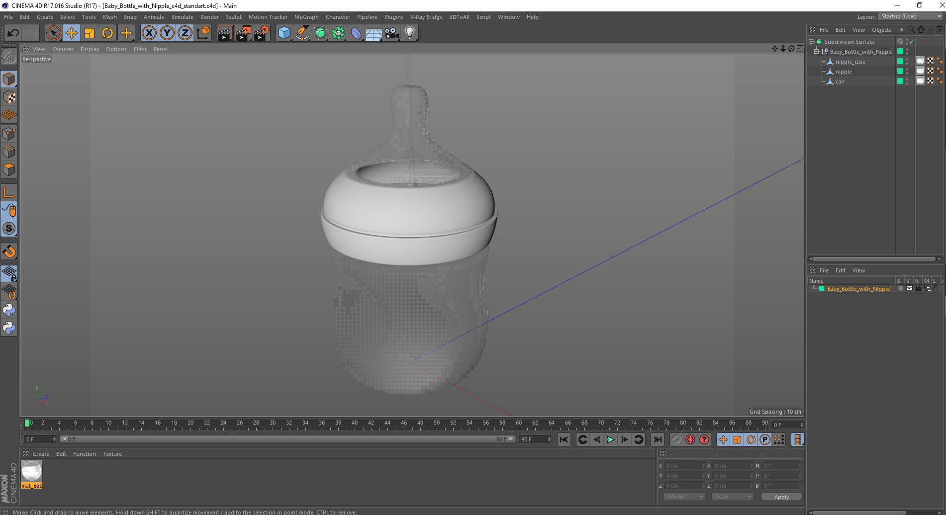 3D Baby Bottle with Nipple model