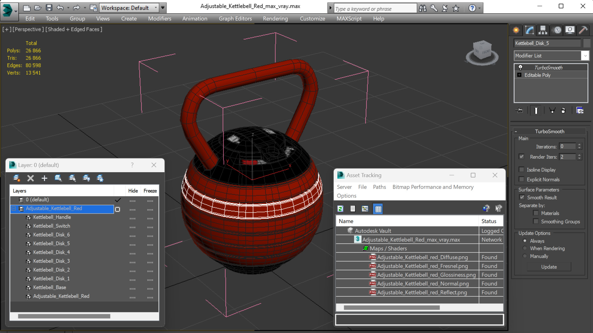 3D model Adjustable Kettlebell Red