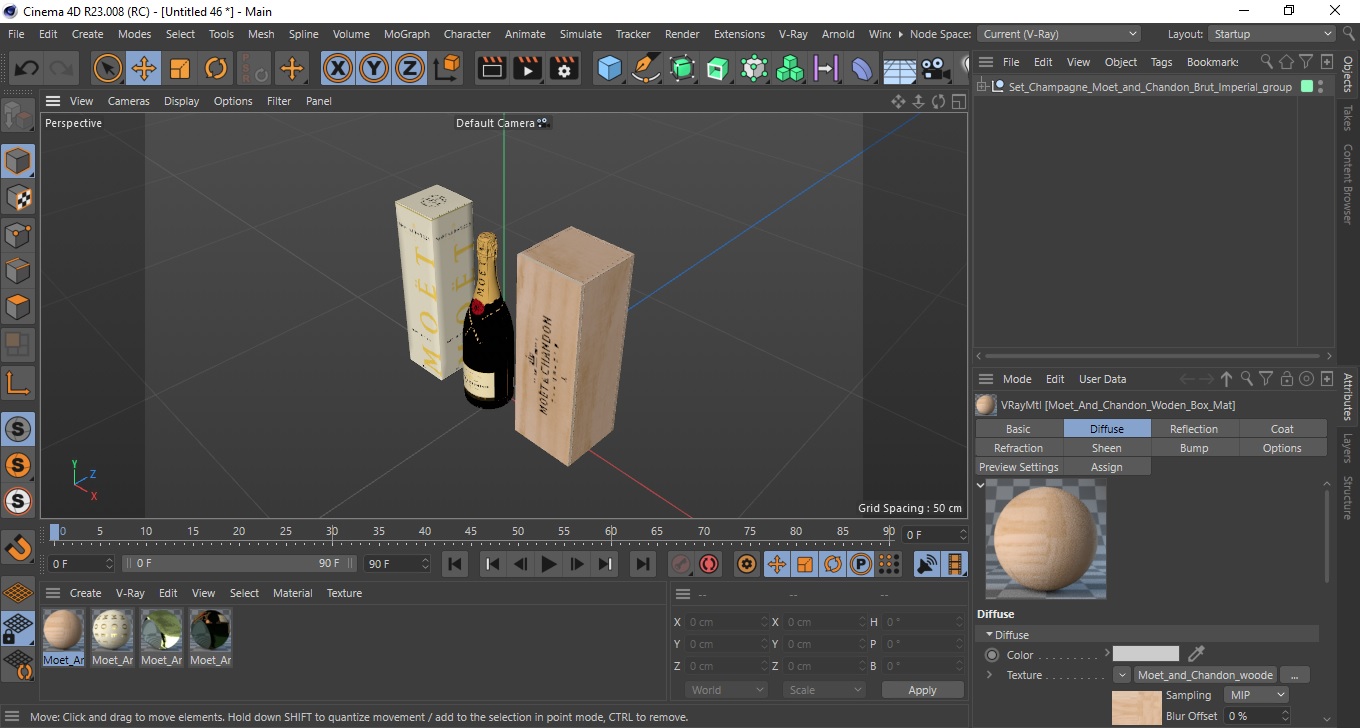 Set Champagne Moet and Chandon Brut Imperial 3D model