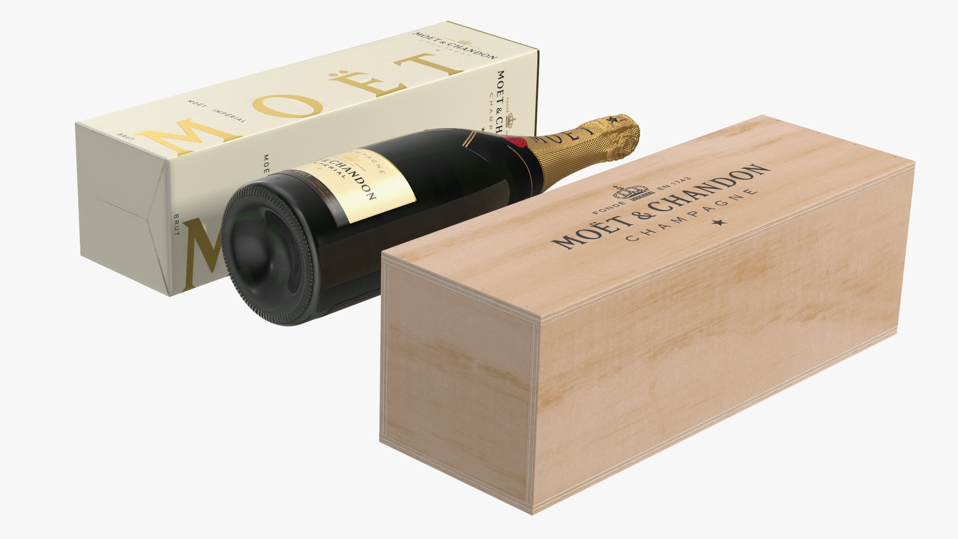 Set Champagne Moet and Chandon Brut Imperial 3D model