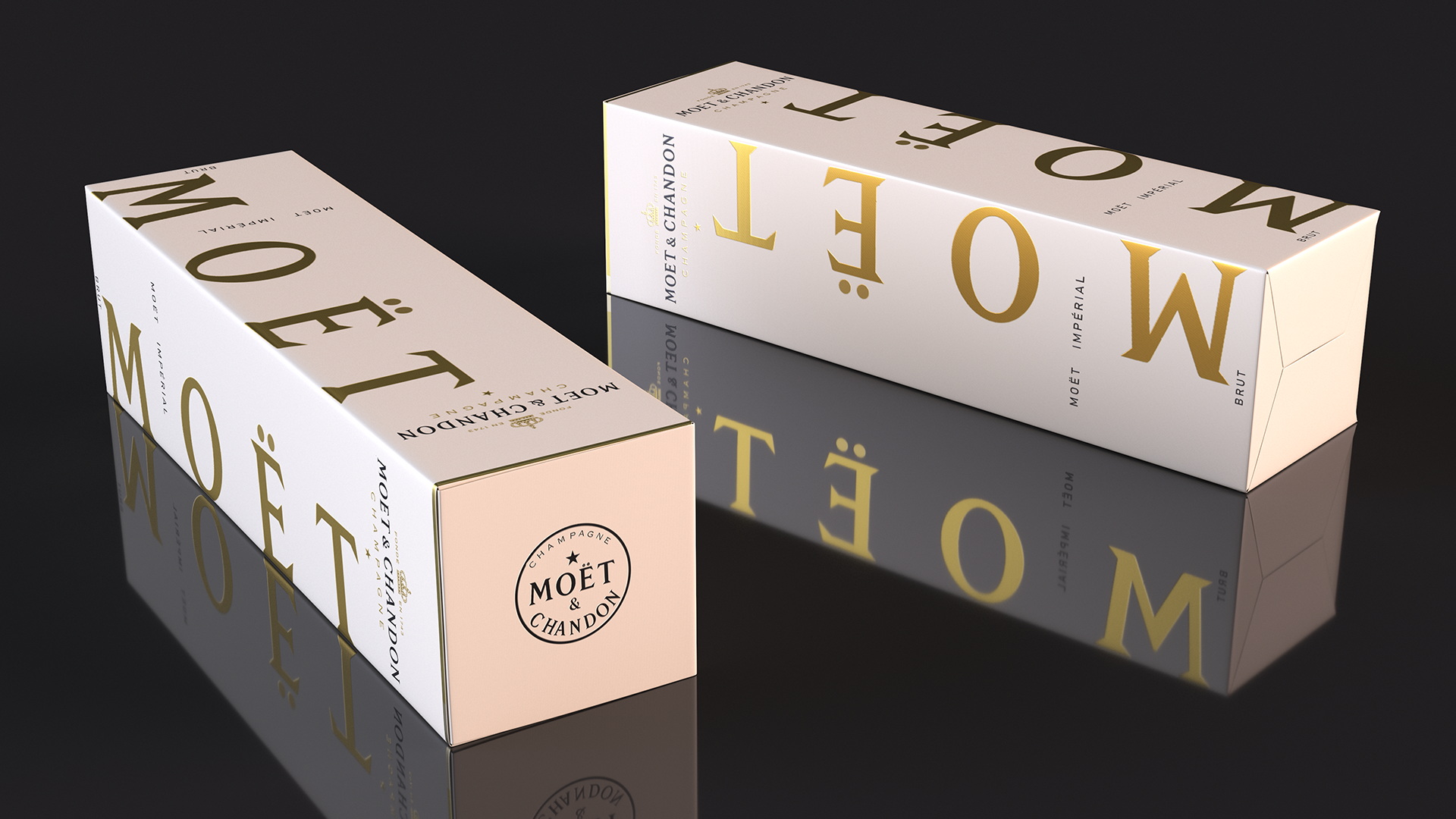 Set Champagne Moet and Chandon Brut Imperial 3D model