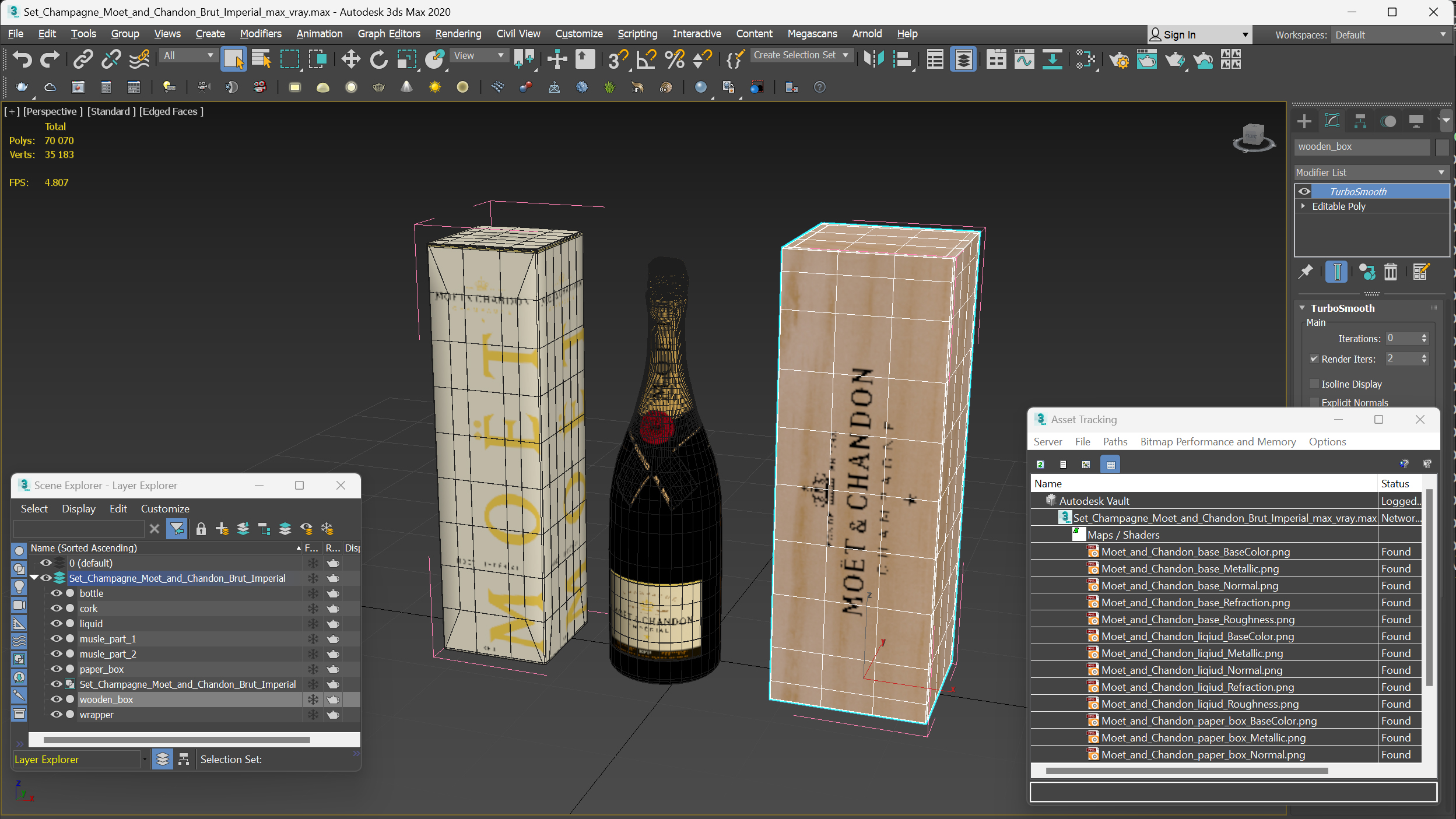 Set Champagne Moet and Chandon Brut Imperial 3D model