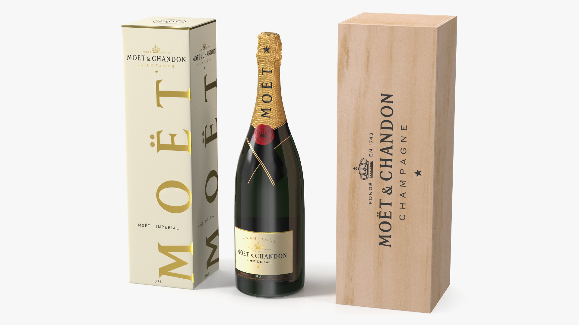 Set Champagne Moet and Chandon Brut Imperial 3D model