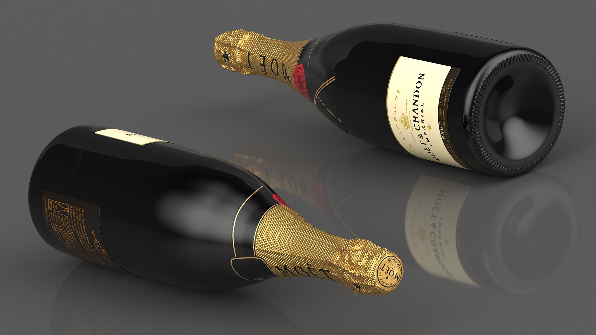 Set Champagne Moet and Chandon Brut Imperial 3D model