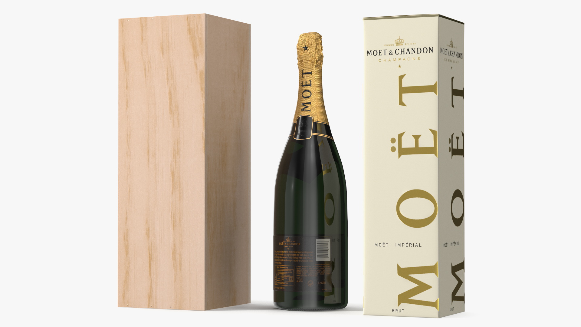 Set Champagne Moet and Chandon Brut Imperial 3D model
