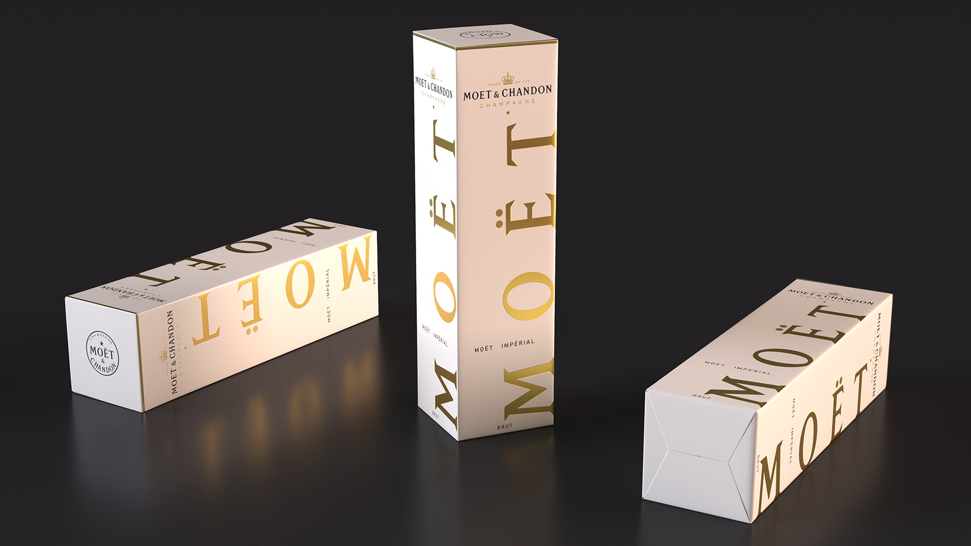 Set Champagne Moet and Chandon Brut Imperial 3D model