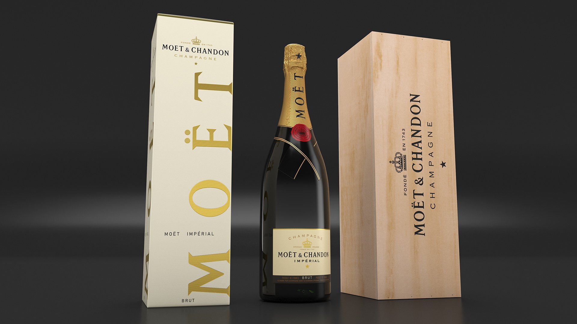 Set Champagne Moet and Chandon Brut Imperial 3D model