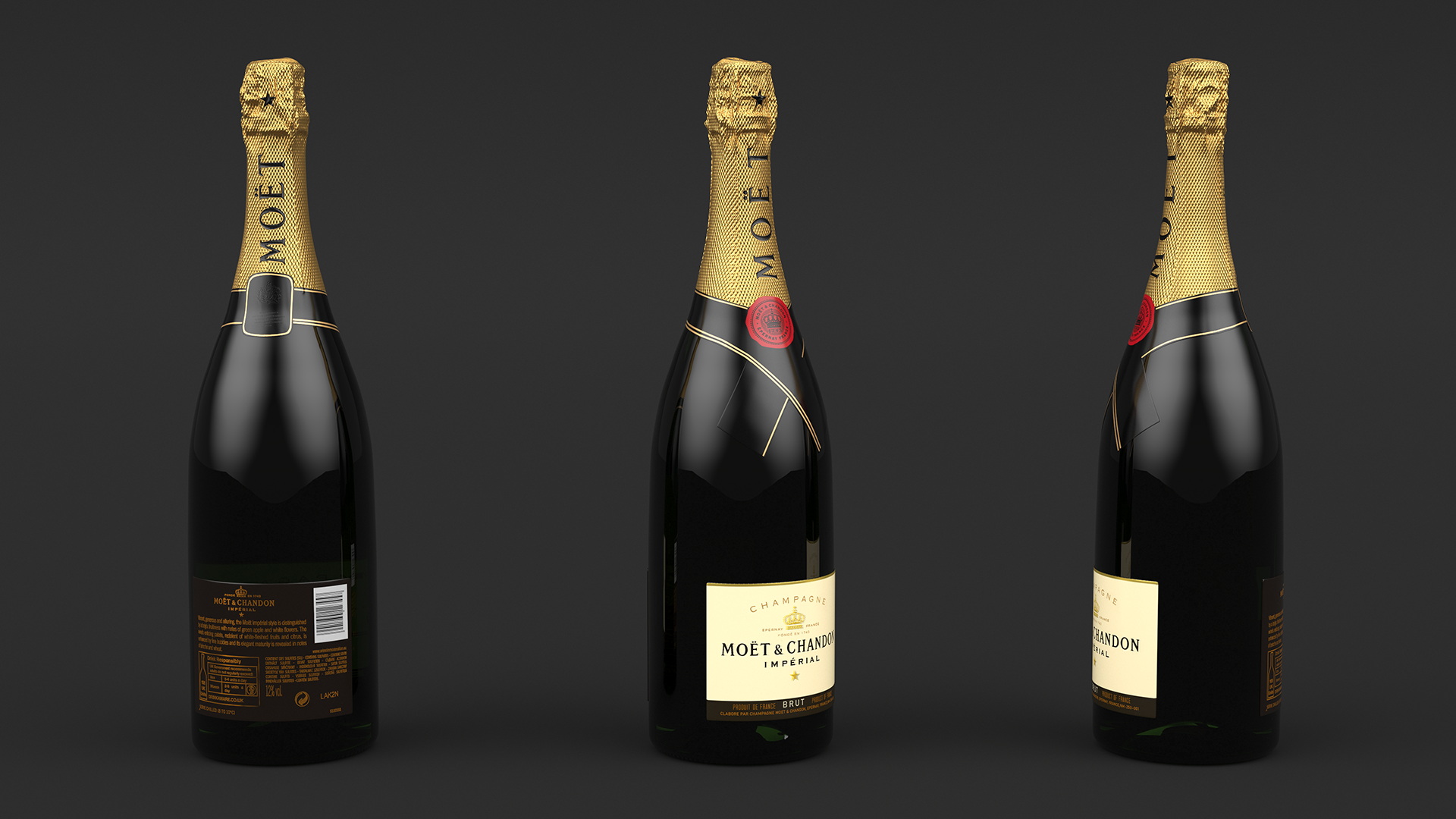 Set Champagne Moet and Chandon Brut Imperial 3D model