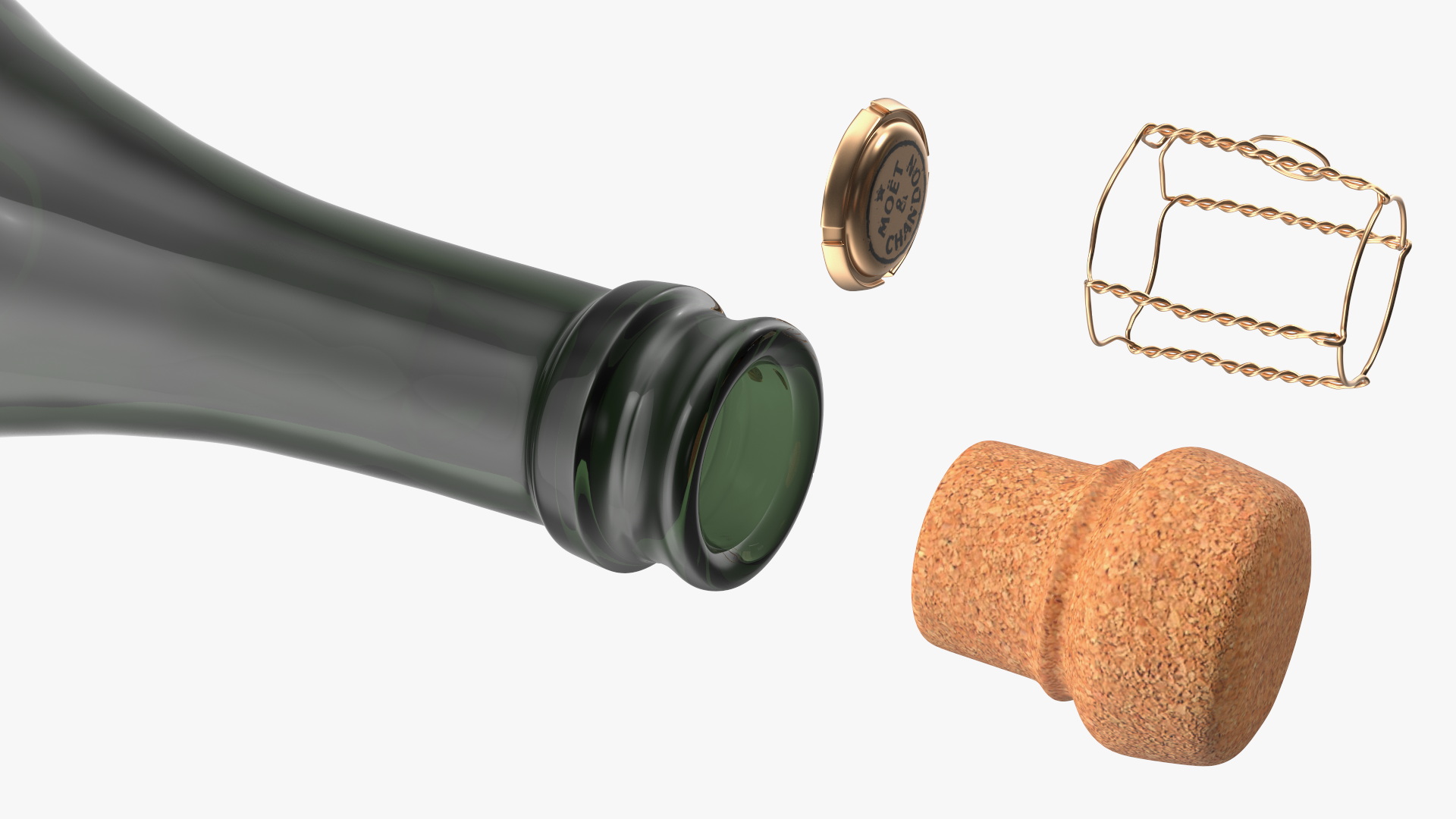 Set Champagne Moet and Chandon Brut Imperial 3D model