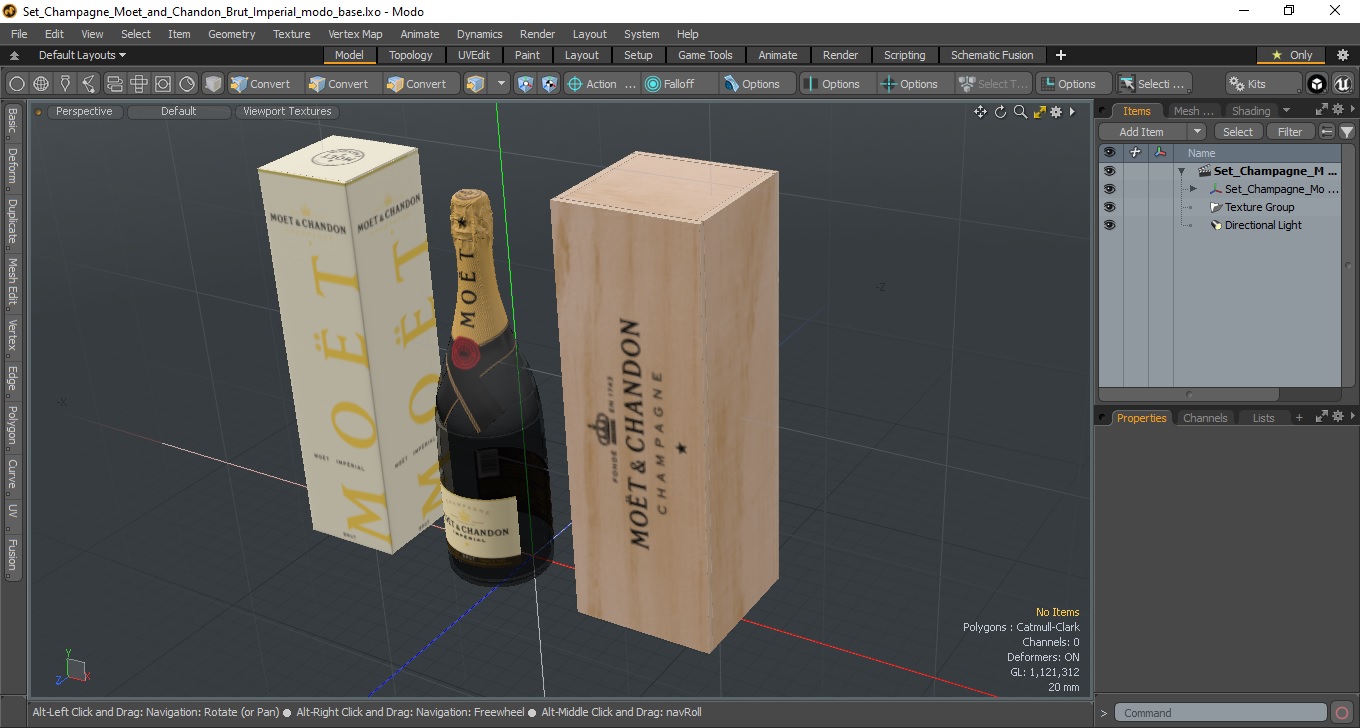 Set Champagne Moet and Chandon Brut Imperial 3D model