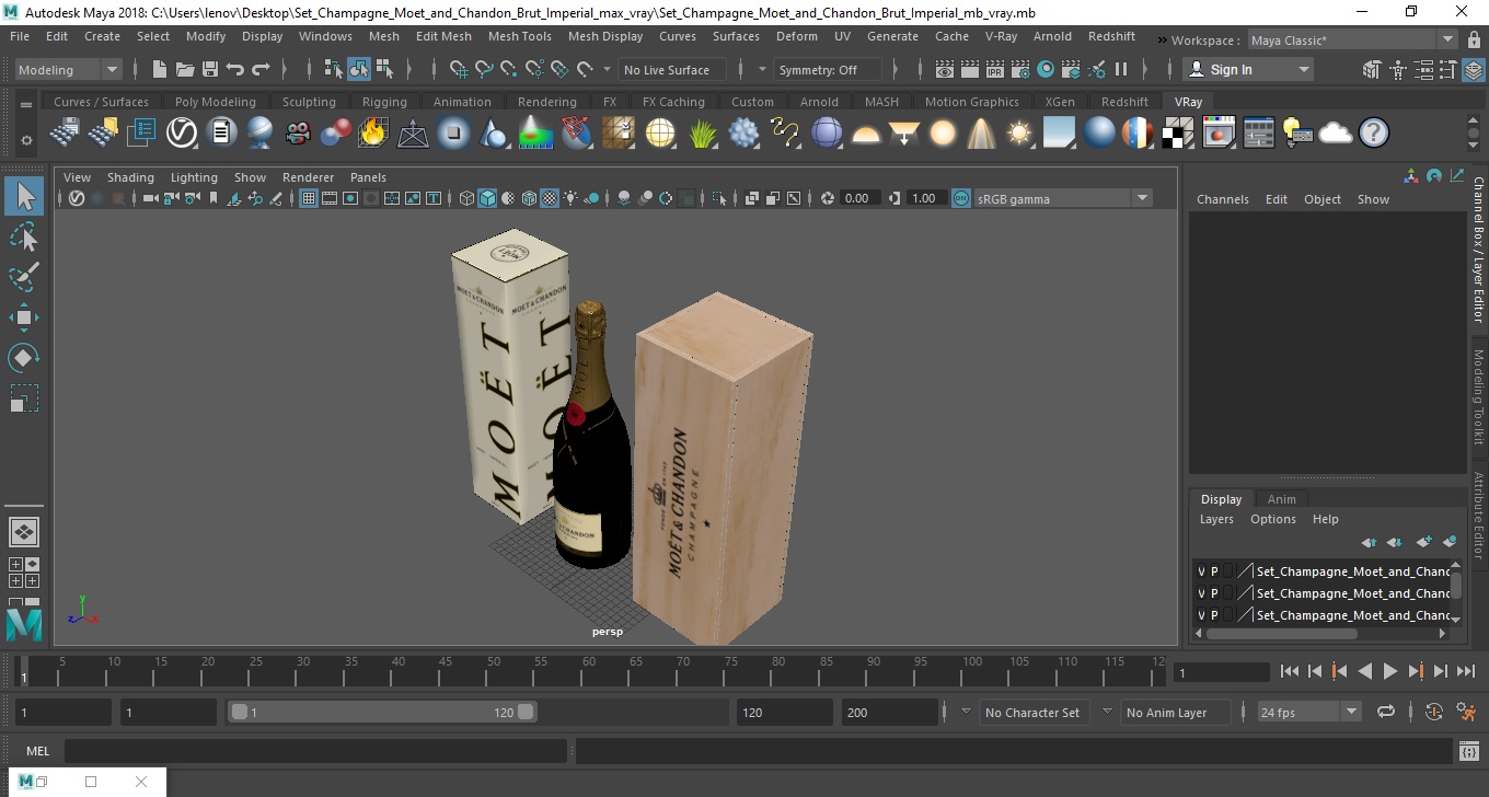 Set Champagne Moet and Chandon Brut Imperial 3D model