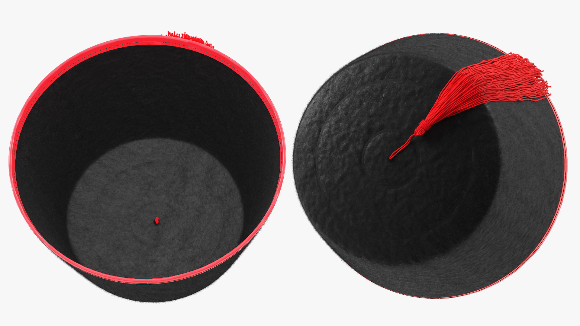 Traditional Arabic Black Fez Hat With Red Tassel Fur 3D