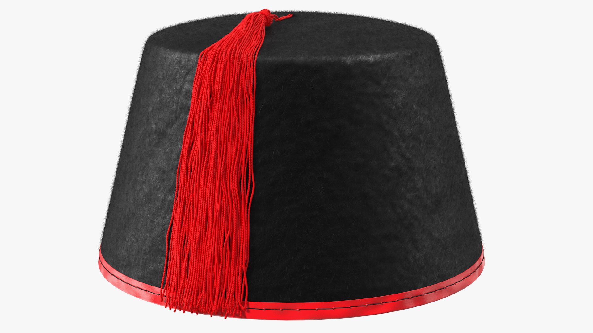 Traditional Arabic Black Fez Hat With Red Tassel Fur 3D