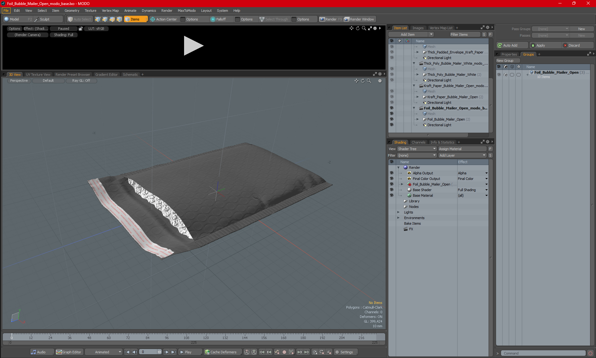 3D Foil Bubble Mailer Open model