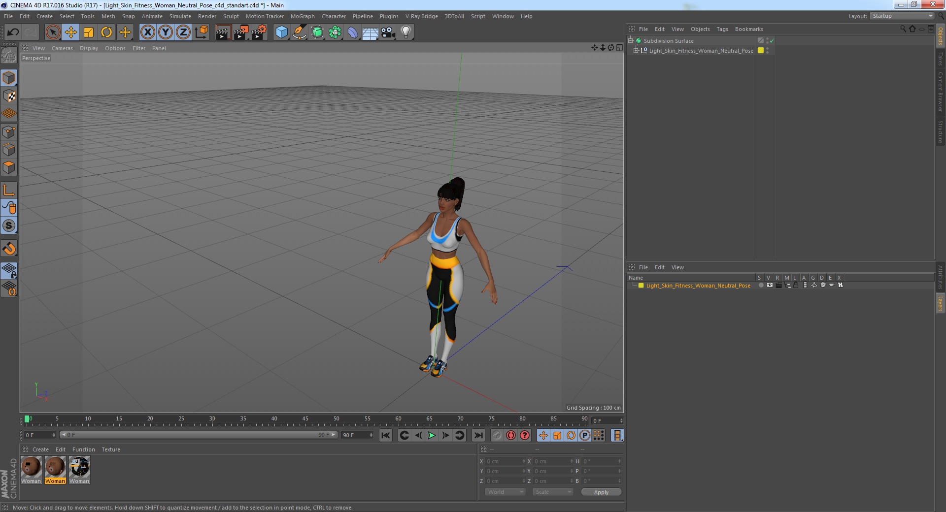 Light Skin Fitness Woman Neutral Pose 3D