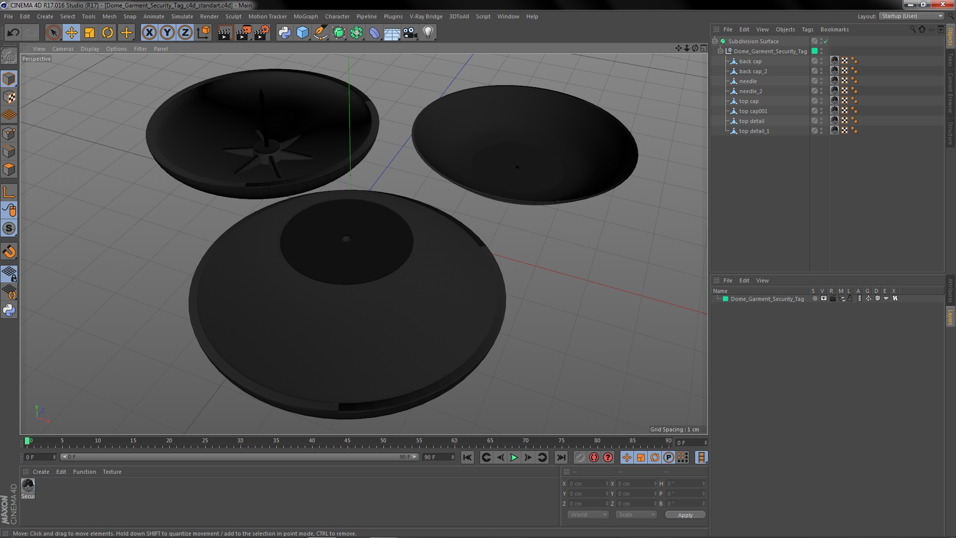 3D model Dome Garment Security Tag