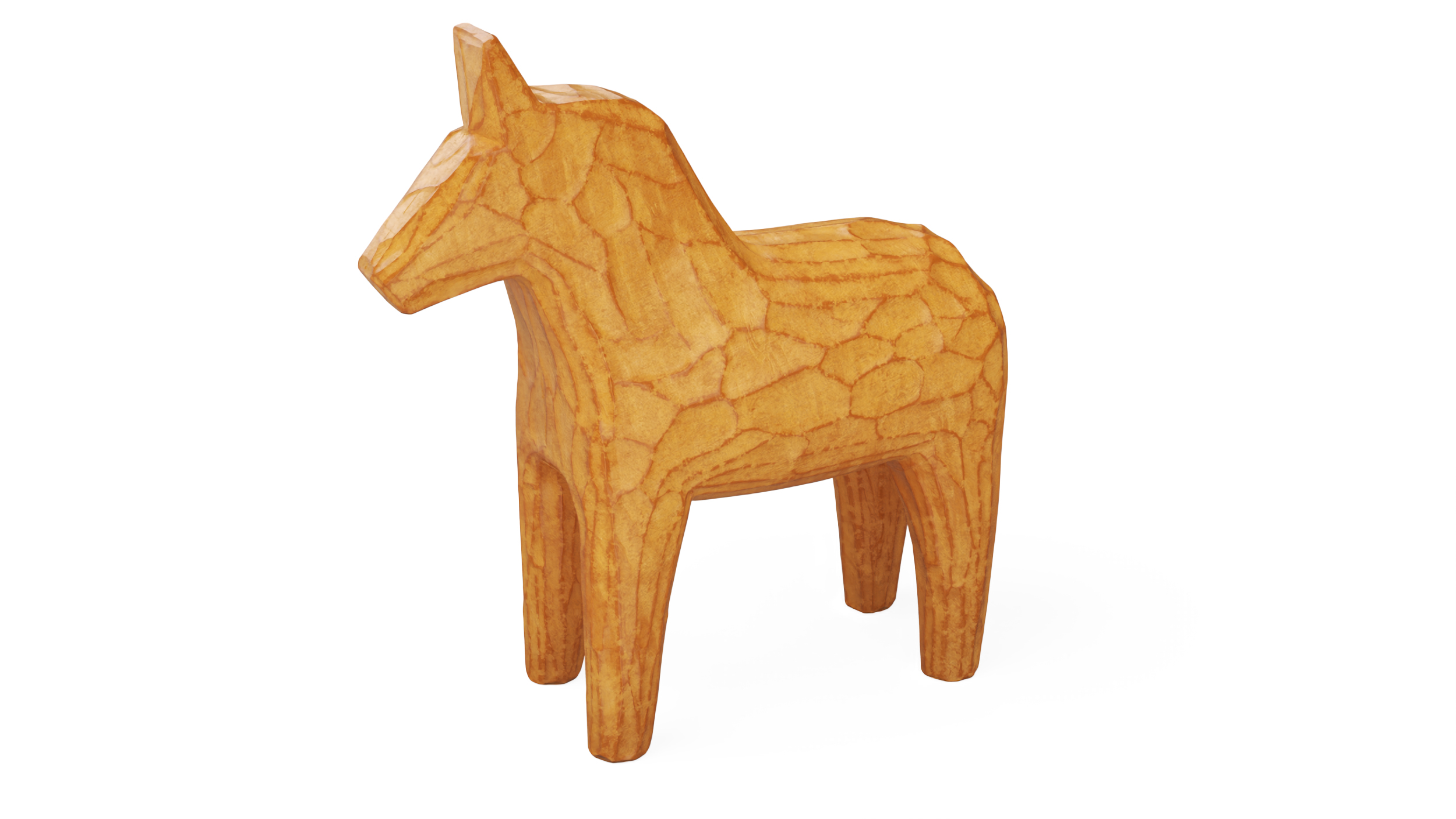 3D Varnished Carved Wooden Horse Toy model