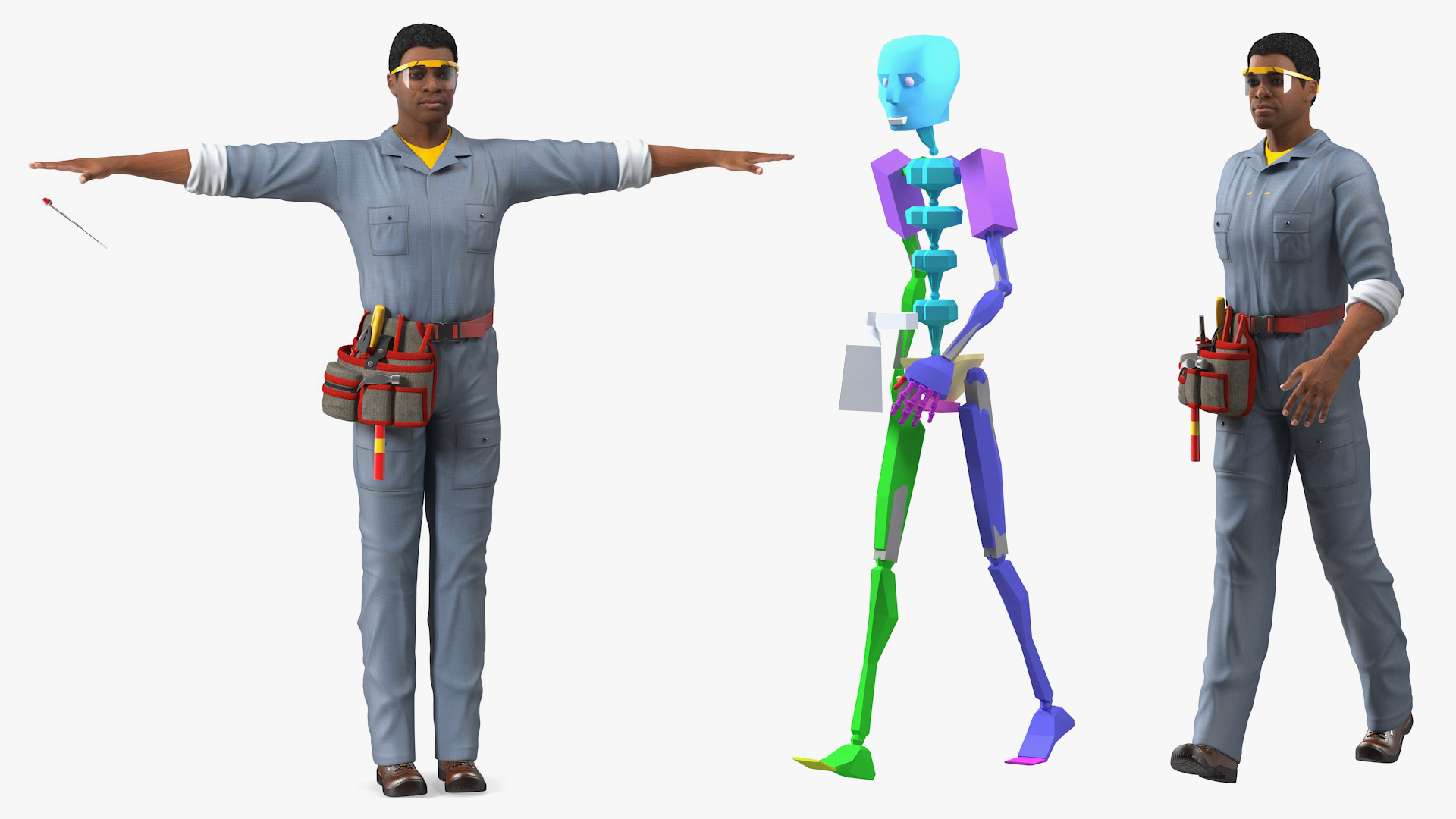 Light Skin Black Man Electrician Rigged 3D model