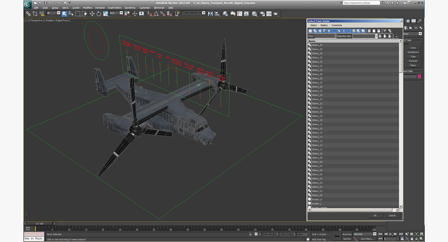V 22 Osprey Transport Aircraft Rigged 3D