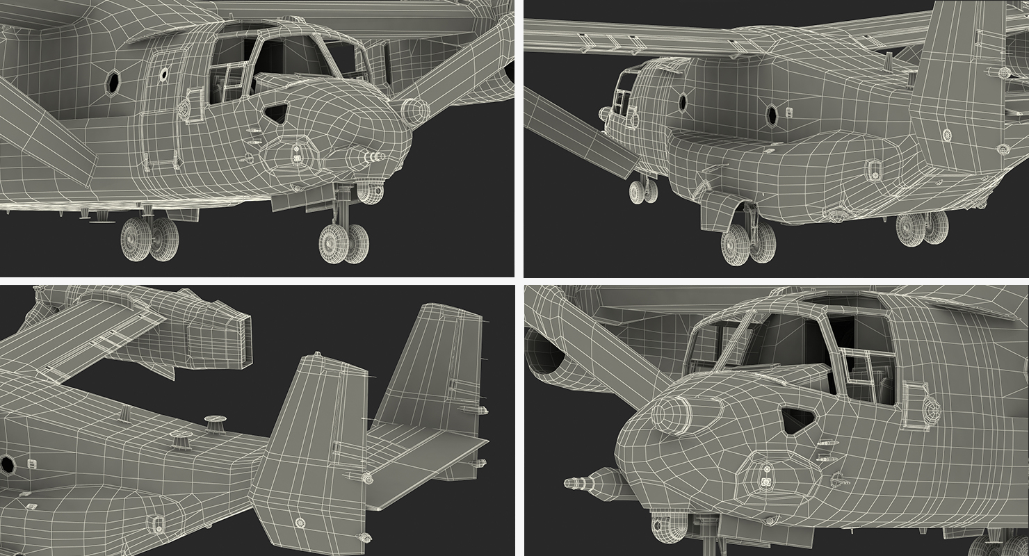V 22 Osprey Transport Aircraft Rigged 3D