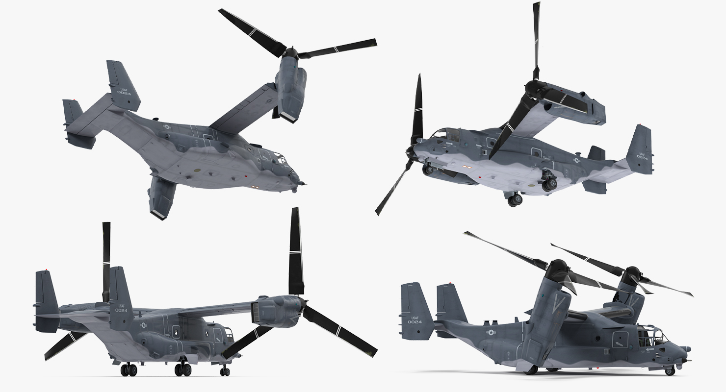 V 22 Osprey Transport Aircraft Rigged 3D