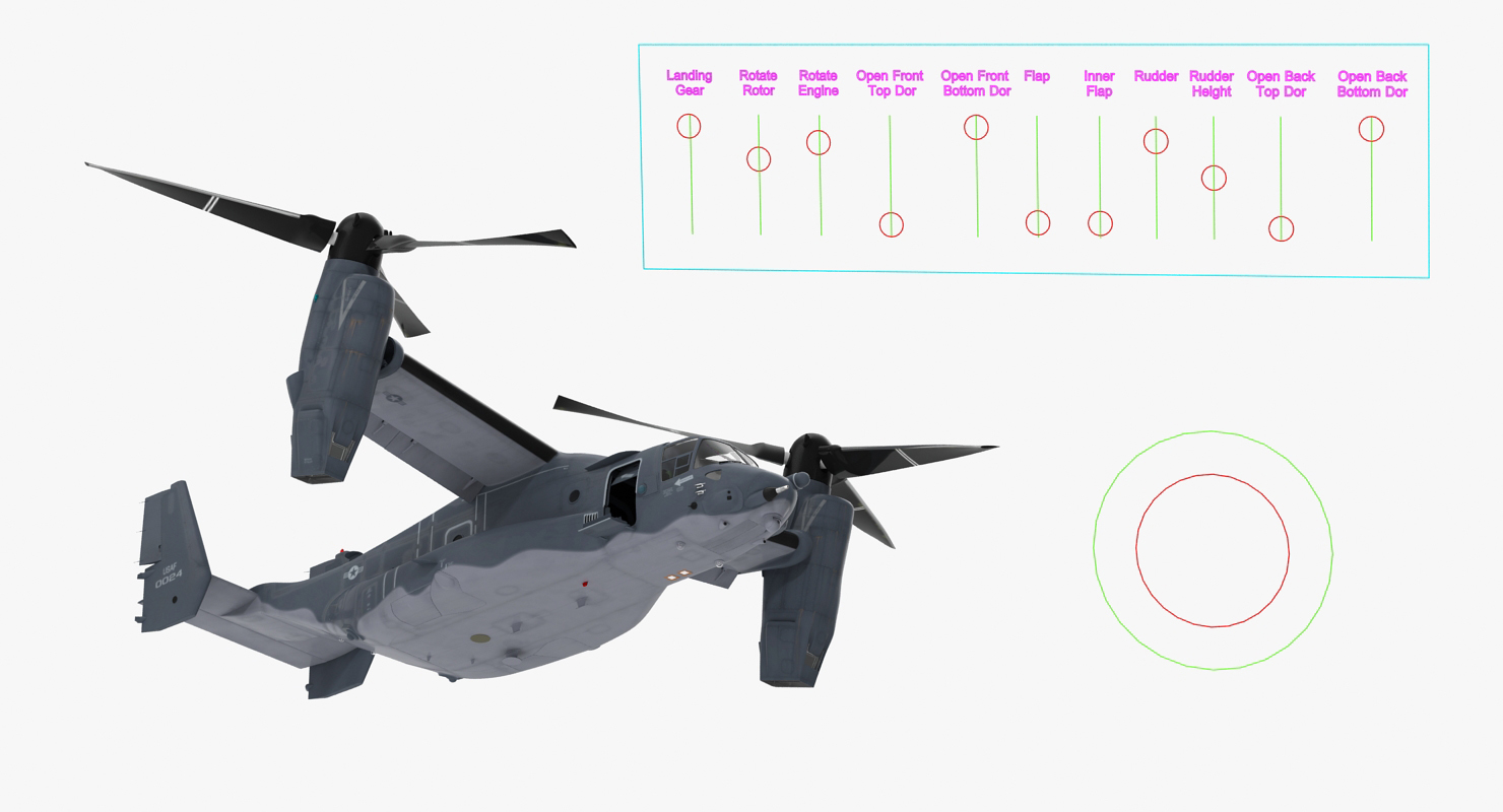 V 22 Osprey Transport Aircraft Rigged 3D