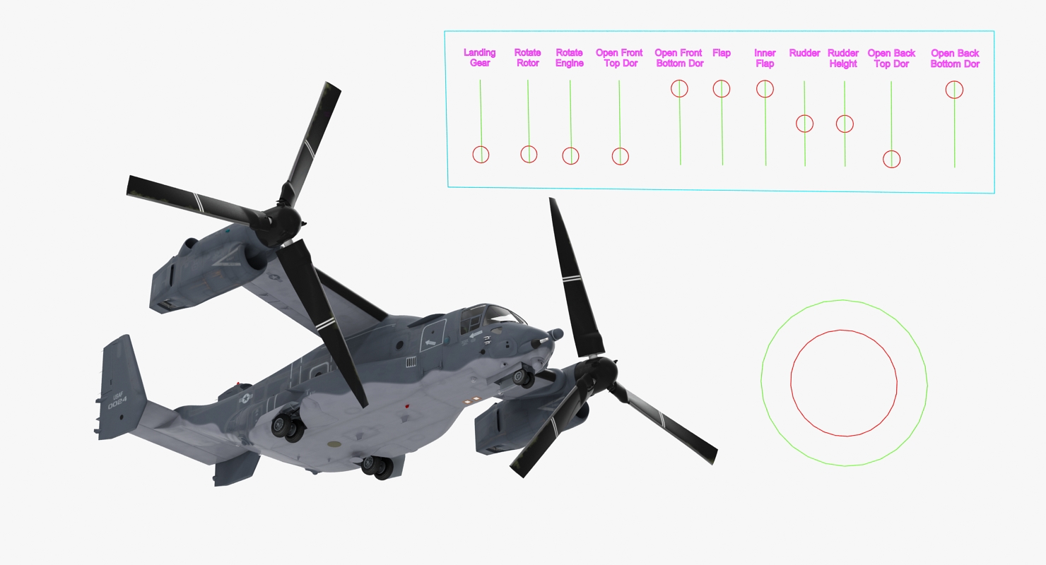 V 22 Osprey Transport Aircraft Rigged 3D