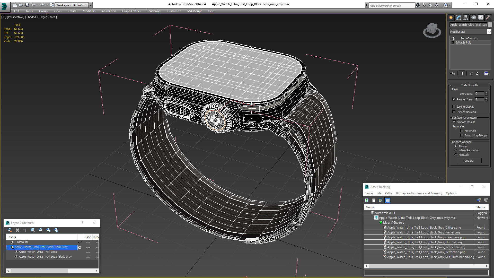 Apple Watch Ultra Trail Loop Black-Gray 3D model