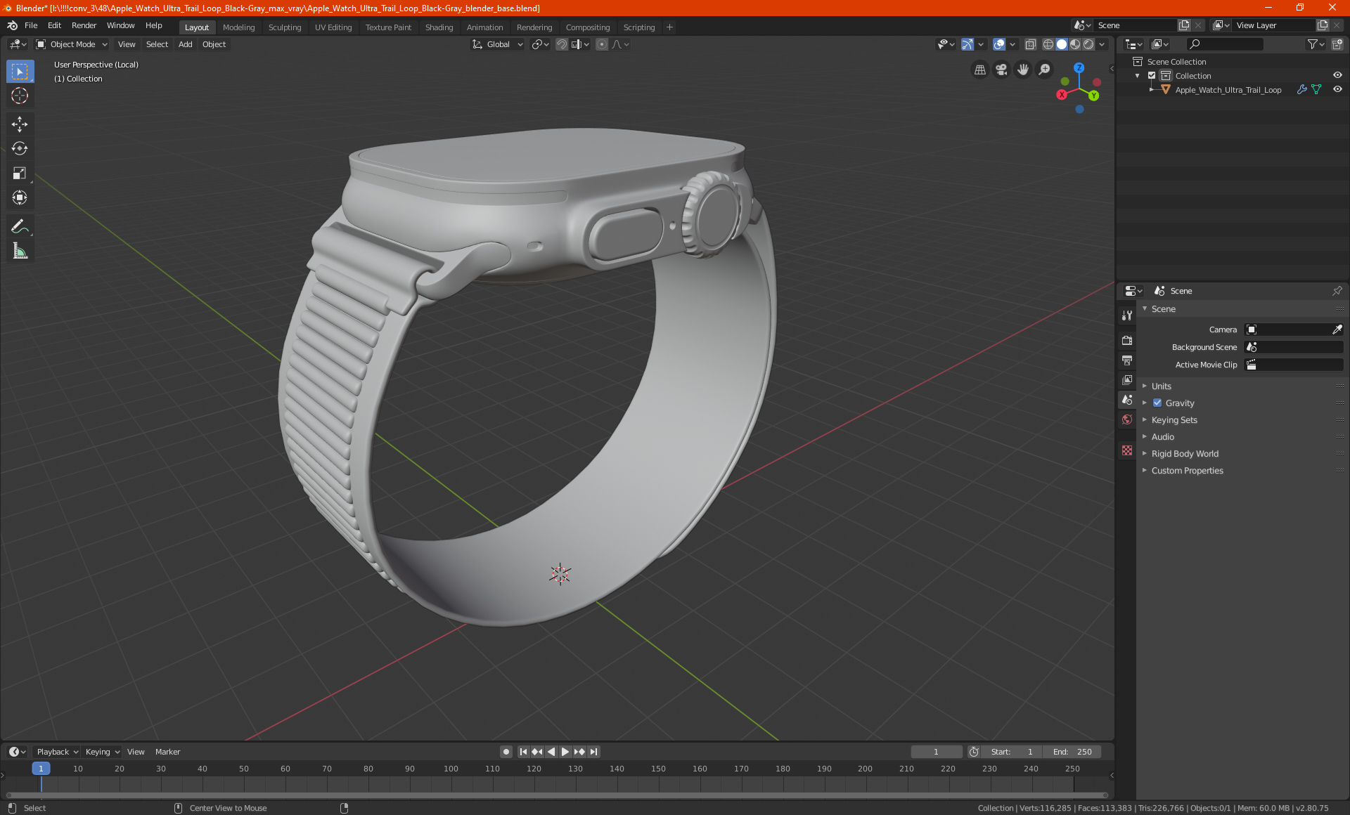 Apple Watch Ultra Trail Loop Black-Gray 3D model